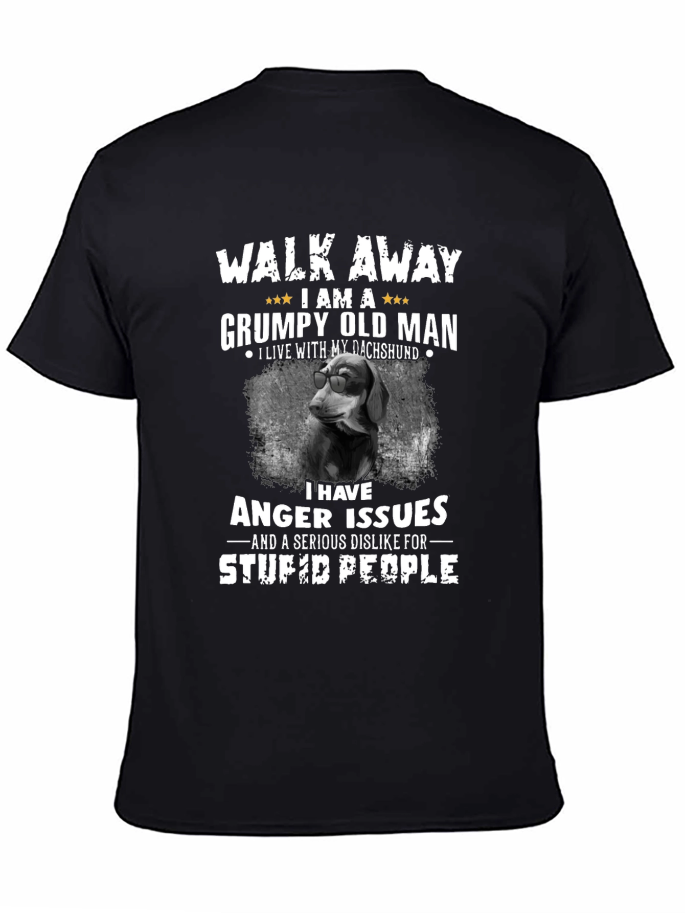 Black Grumpy Old Man Dachshund T-Shirt view 4
