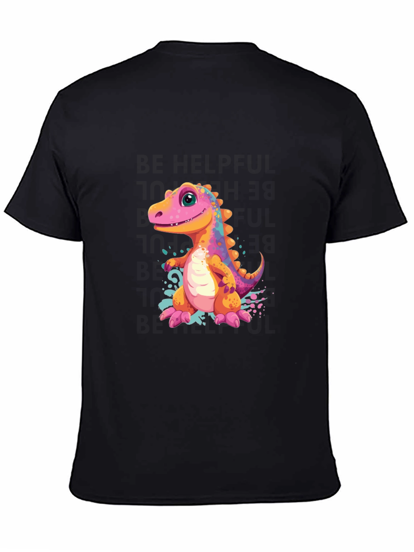 Black Dino T-Shirt - Cute Cartoon Dinosaur Design view 4
