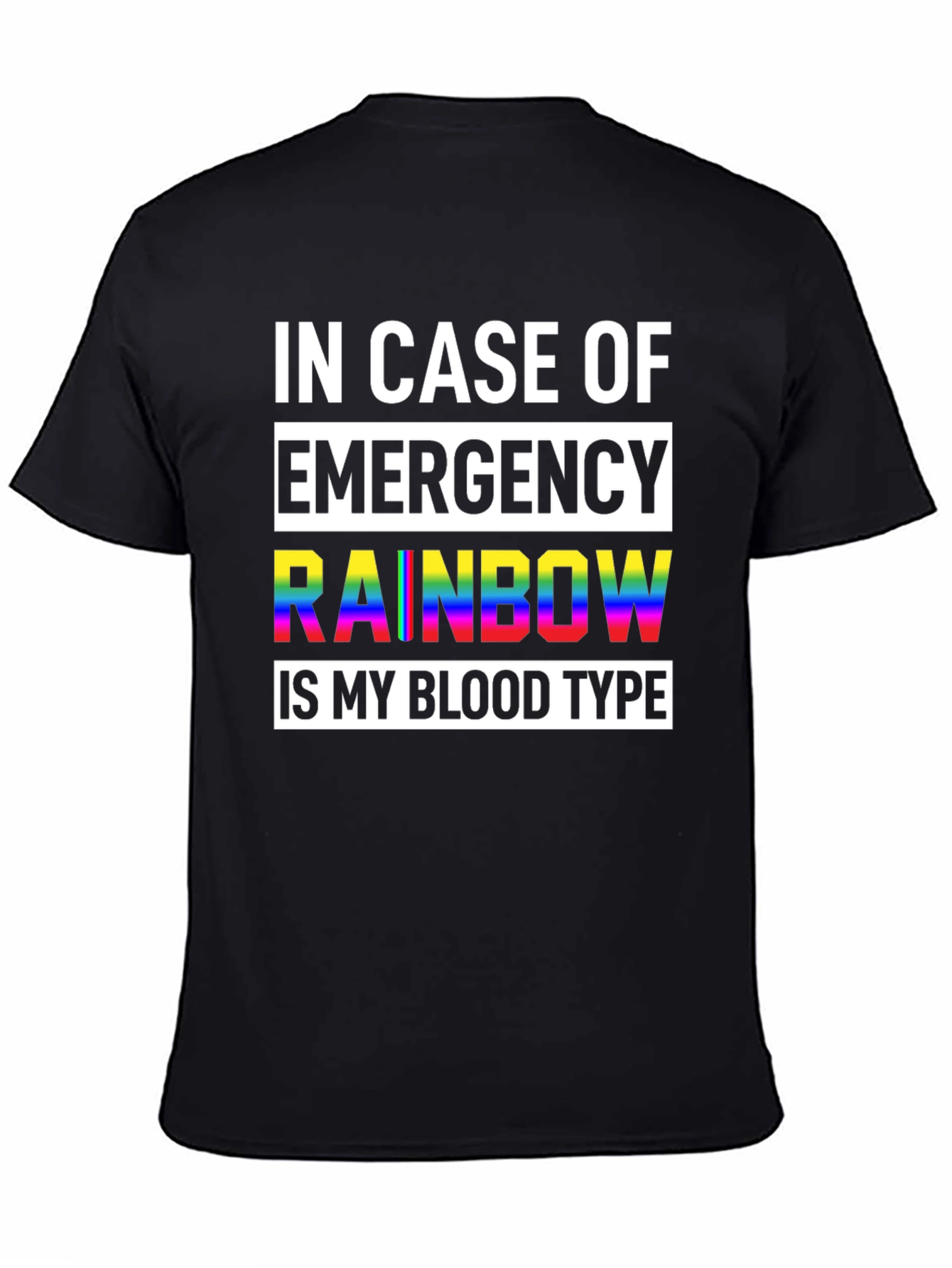 Black Rainbow Blood Type Graphic Tee - Unisex Black T-Shirt view 4
