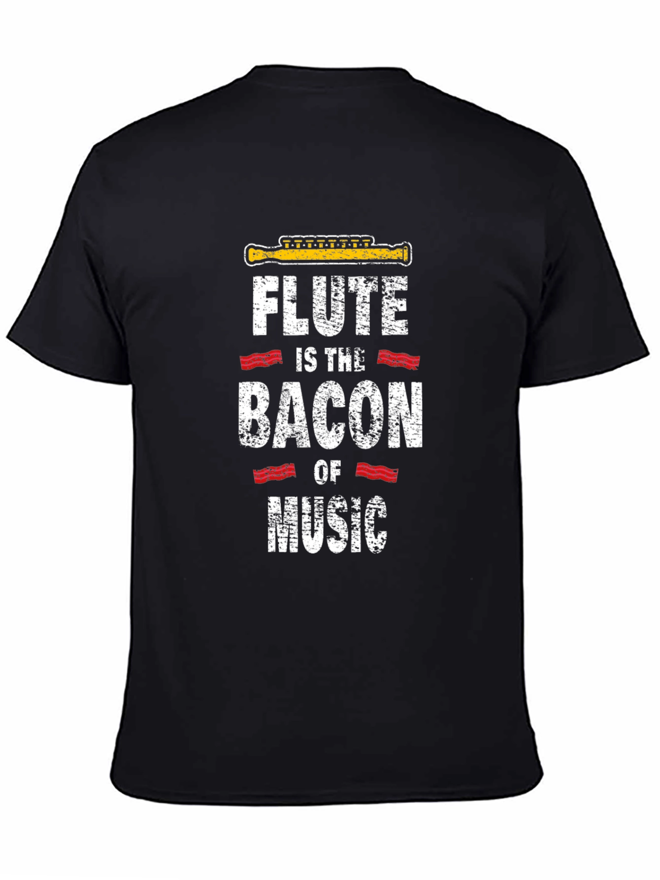 Black Flute is the Bacon of Music Black Graphic Tee view 4