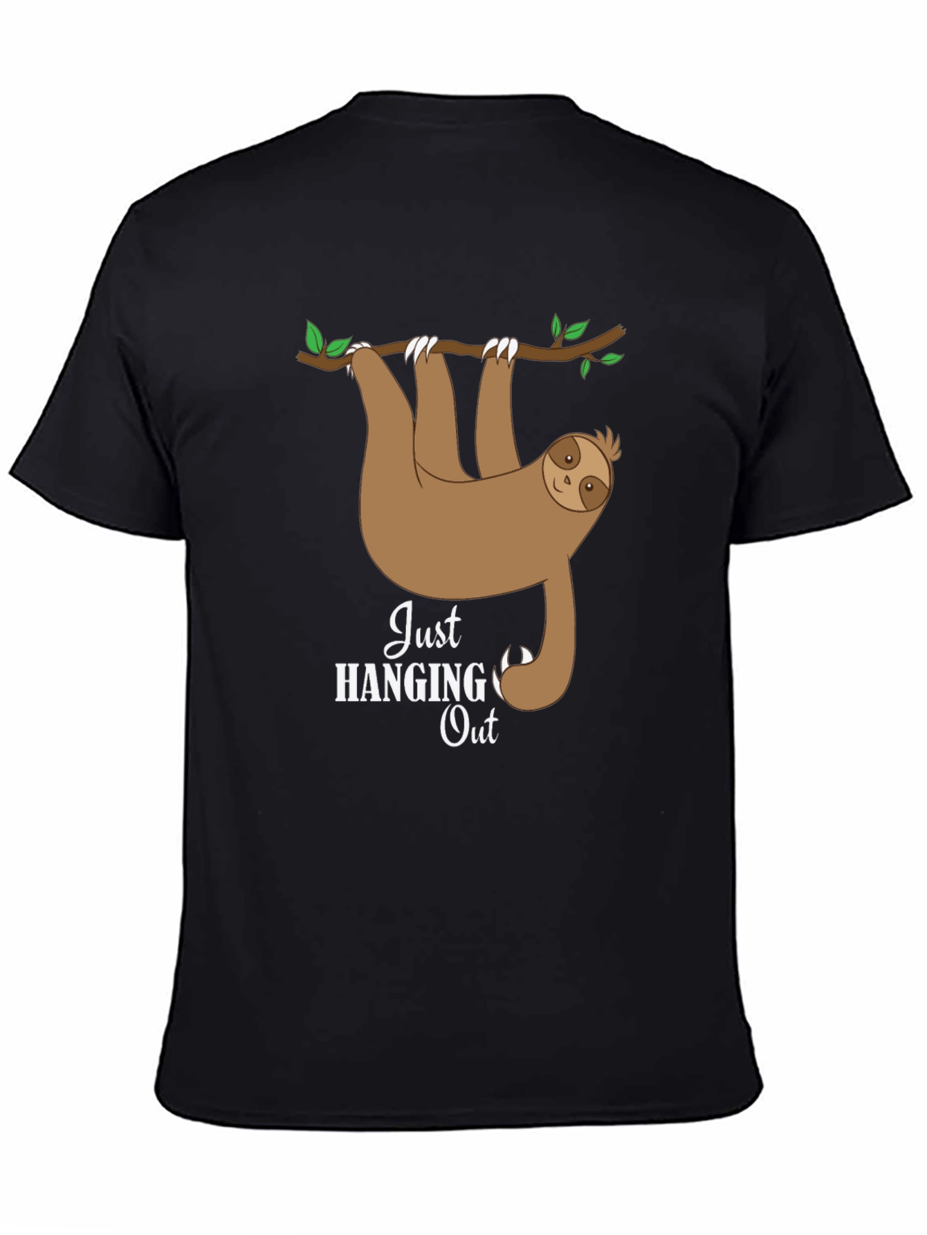 Black Hanging Sloth Graphic Tee - Just Hanging Out T-Shirt view 4