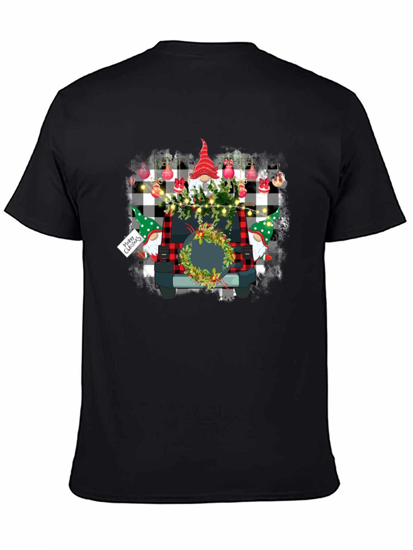 Black Festive Gnome Car Graphic Tee view 4