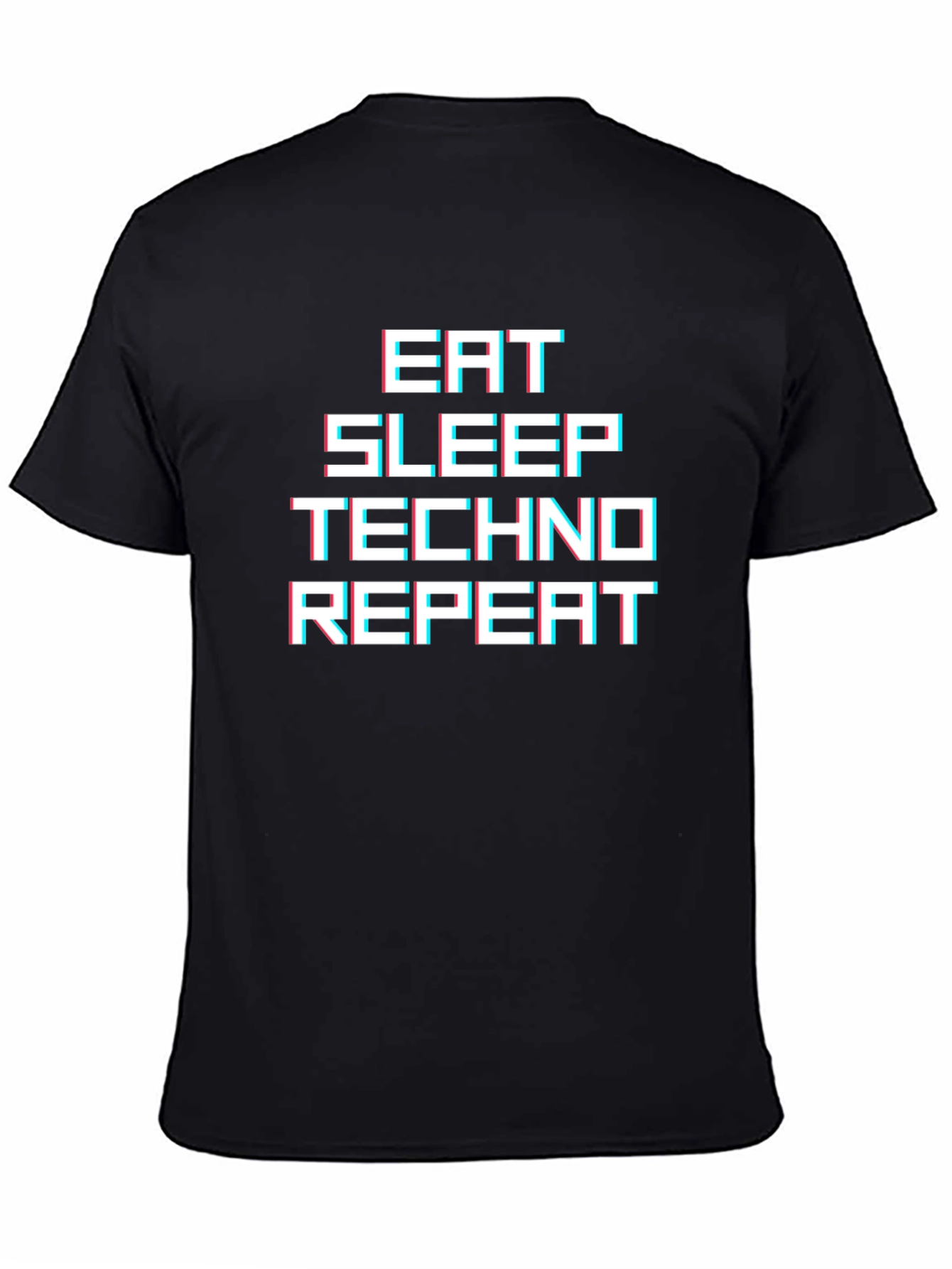 Black Eat Sleep Techno Repeat Graphic Tee view 4