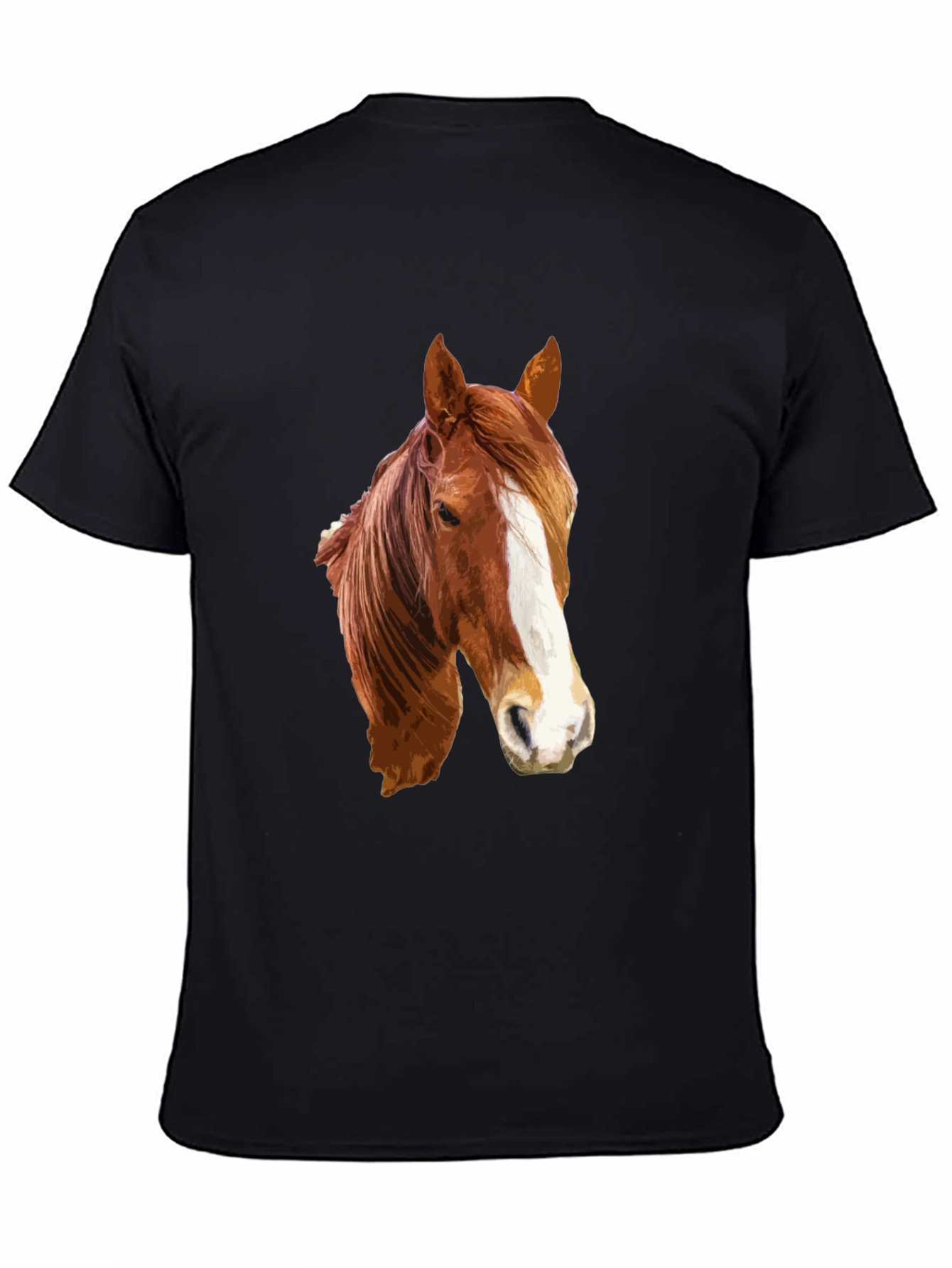 Black Horse Head Graphic T-Shirt - Black Cotton Tee view 4