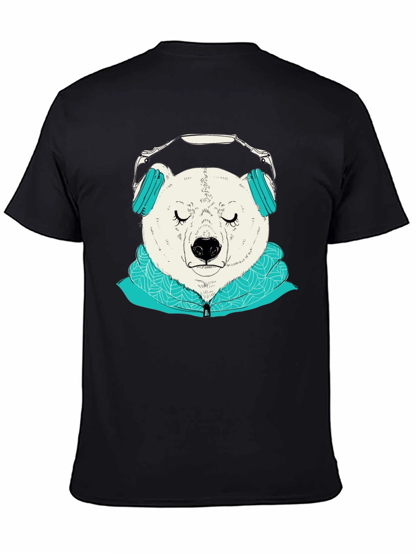 Black Bear with Headphones Graphic Tee view 4