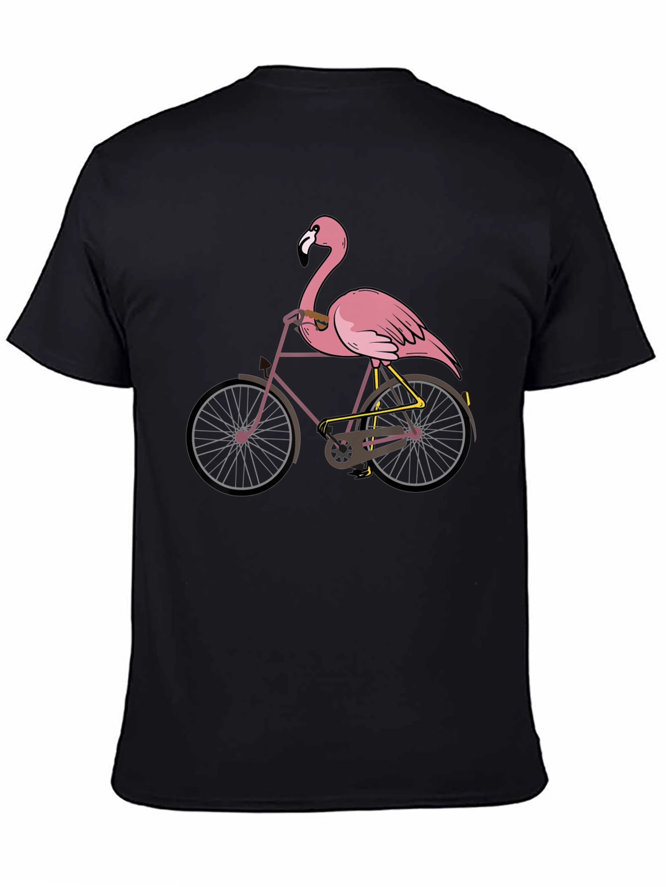 Black Flamingo on Bike Graphic T-Shirt view 4