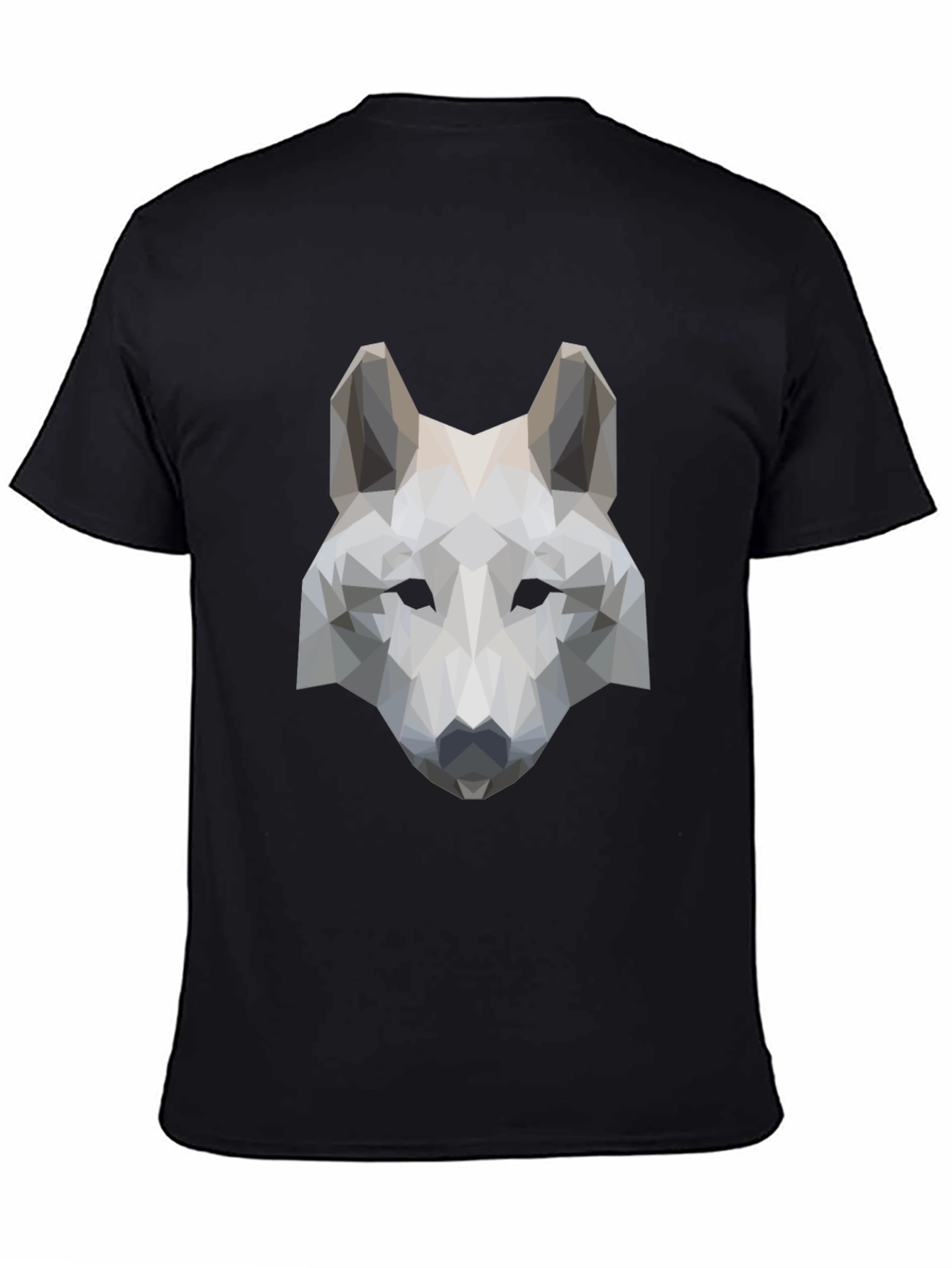 Black Geometric Wolf Head Graphic Tee - Black view 4