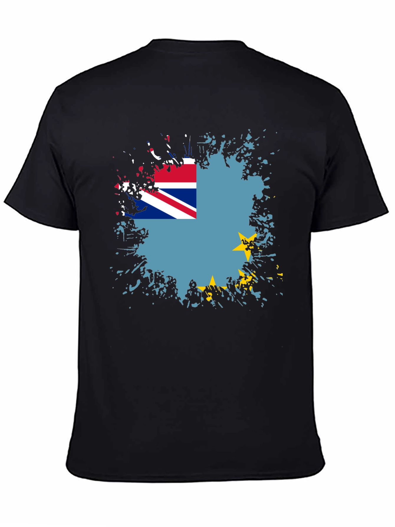 Black Tuvalu Flag Graphic Tee - Black Cotton Blend view 4