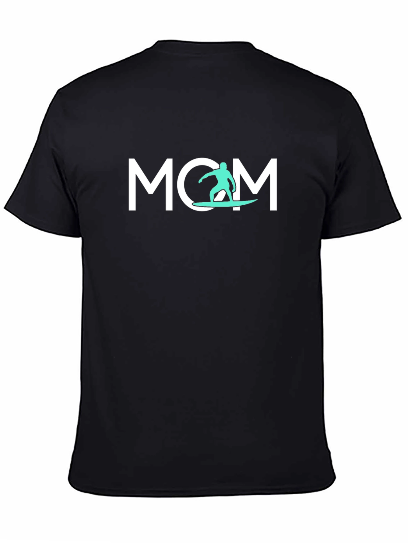 Black Surfing Mom T-Shirt - Cool Graphic Tee view 4