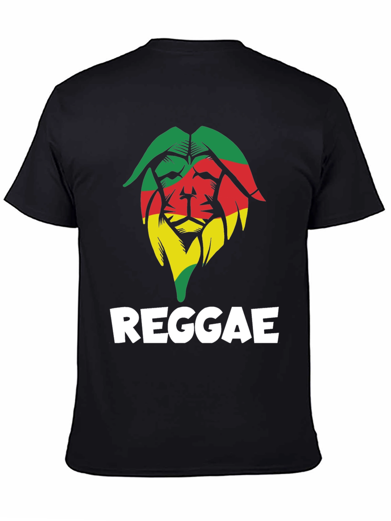 Black Reggae Lion Graphic Tee - Black Cotton T-Shirt view 4