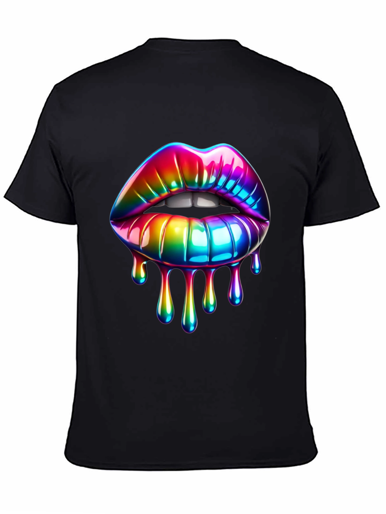 Black Rainbow Lips Graphic T-Shirt view 4