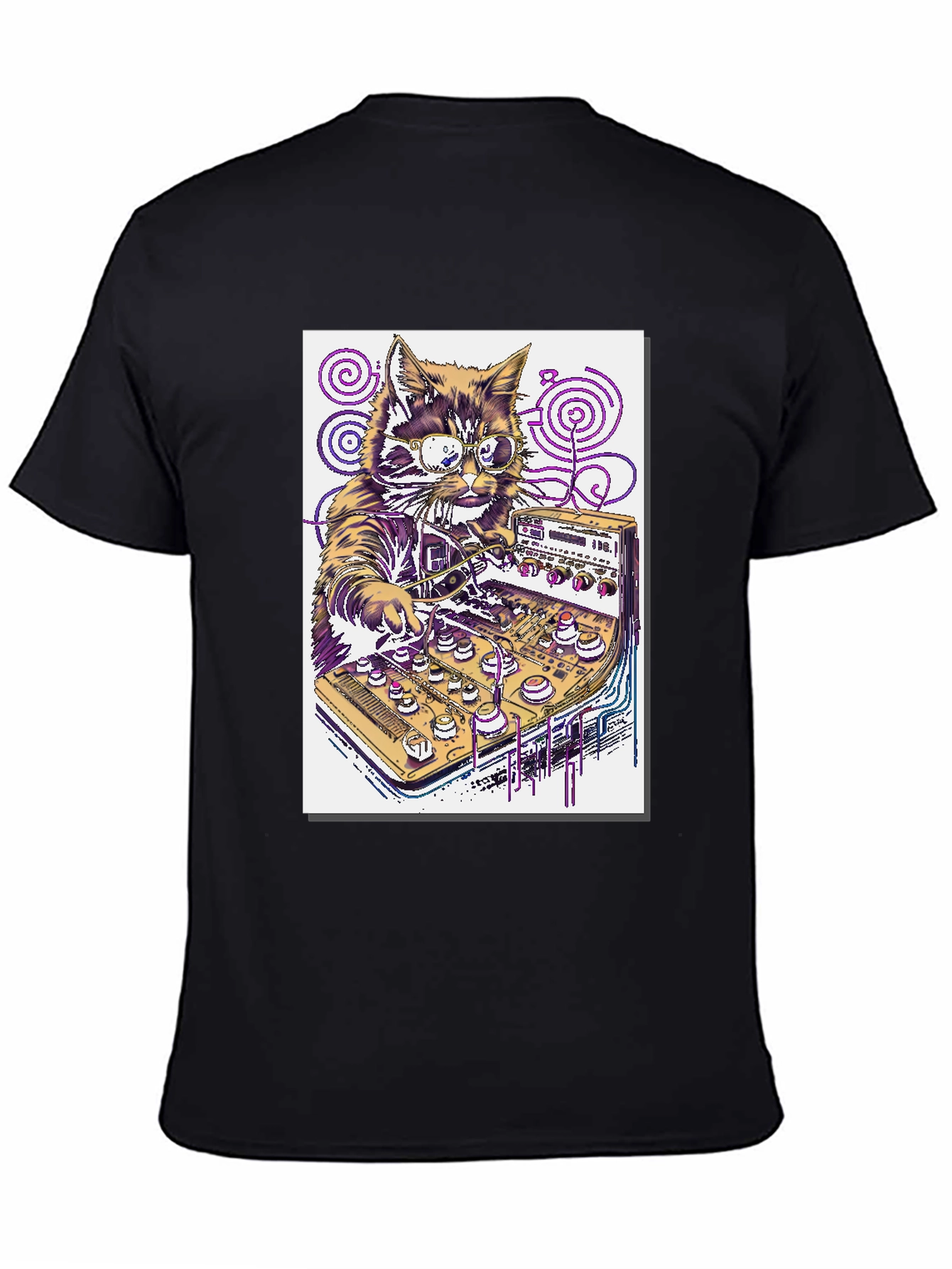 Black DJ Cat T-Shirt - Funny Music Lover Tee view 4