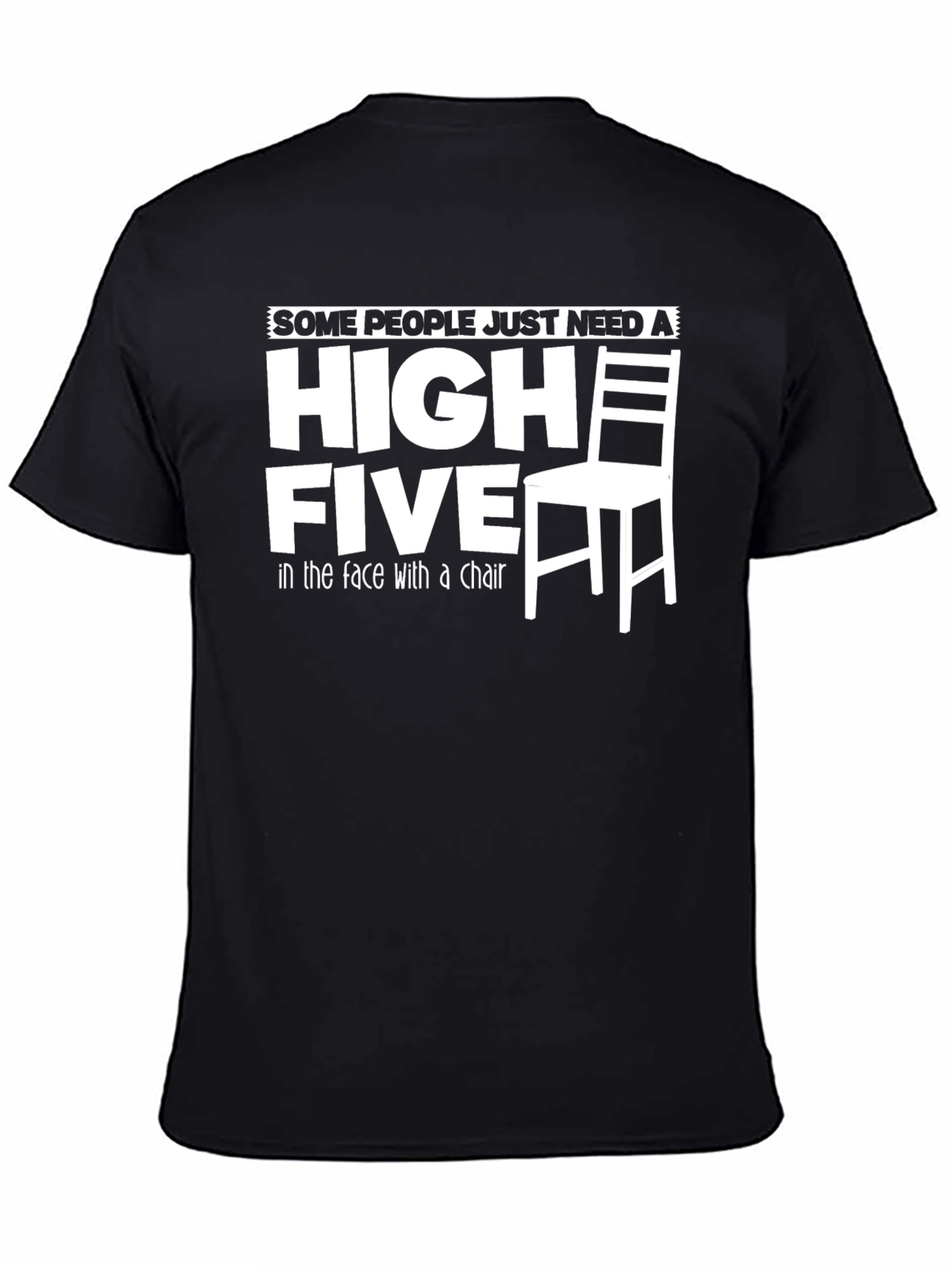 Black Funny "High Five Chair" Graphic T-Shirt view 4