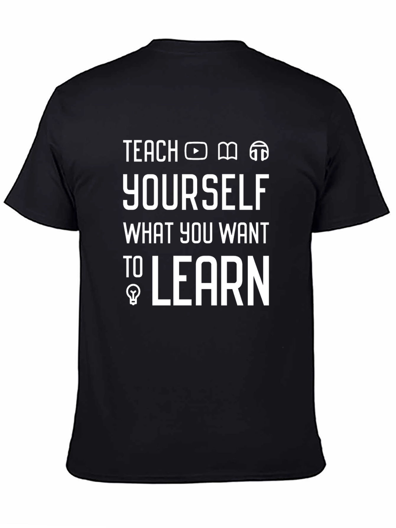 Black Teach Yourself Black Graphic T-Shirt view 4