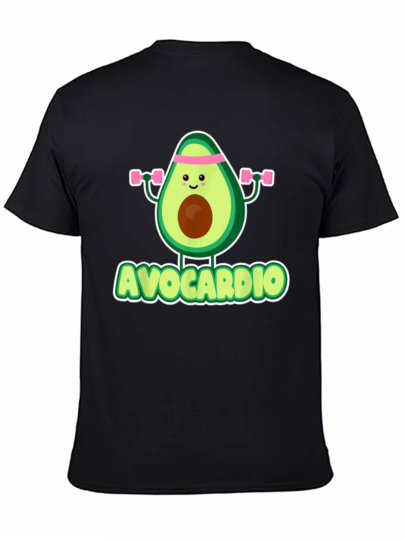 Black Avocardio Men's Black T-Shirt - Funny Avocado Workout Tee view 4
