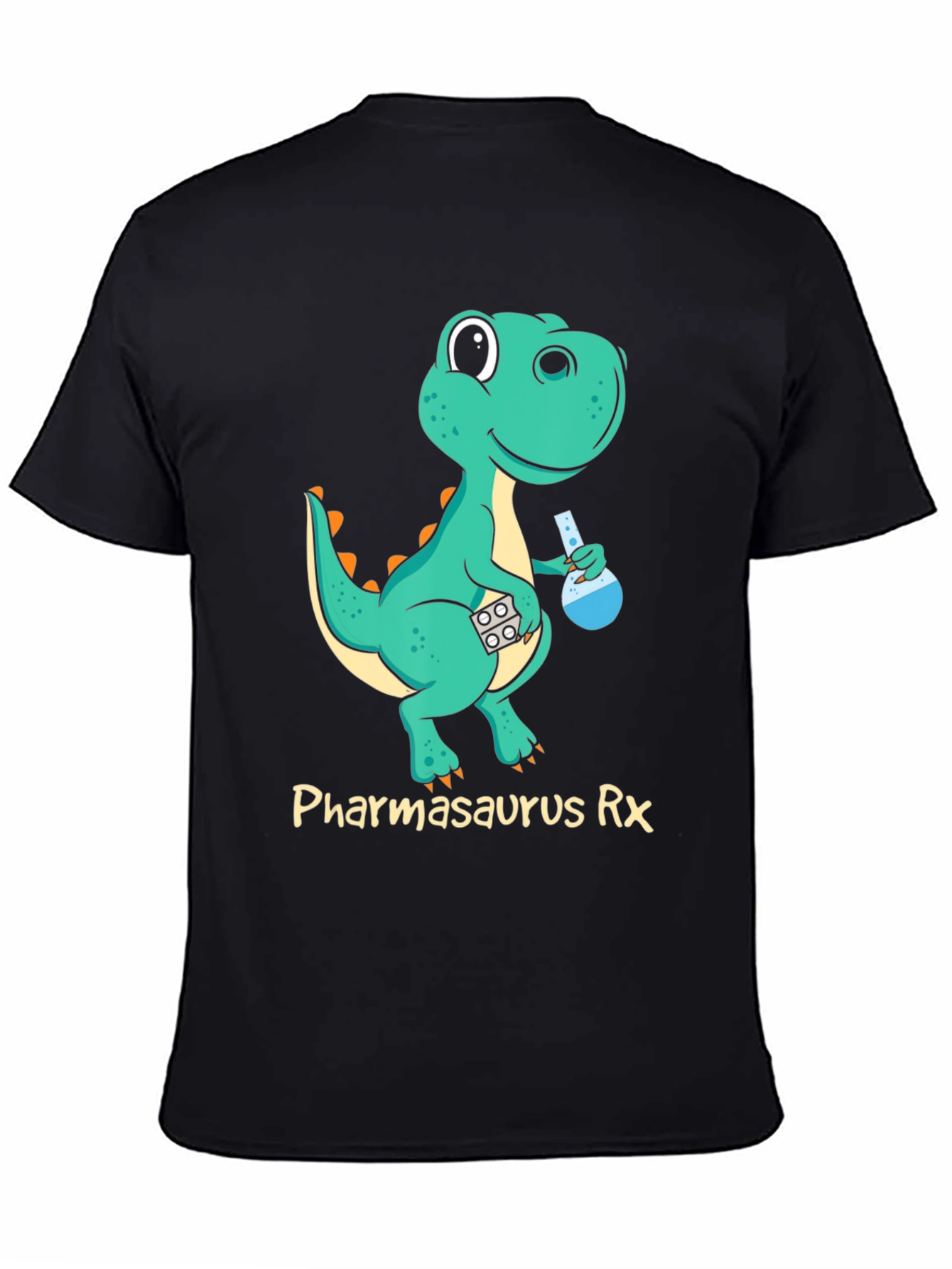 Pharmasaurus Rx Black T-Shirt - Dinosaur Pharmacist! - 4