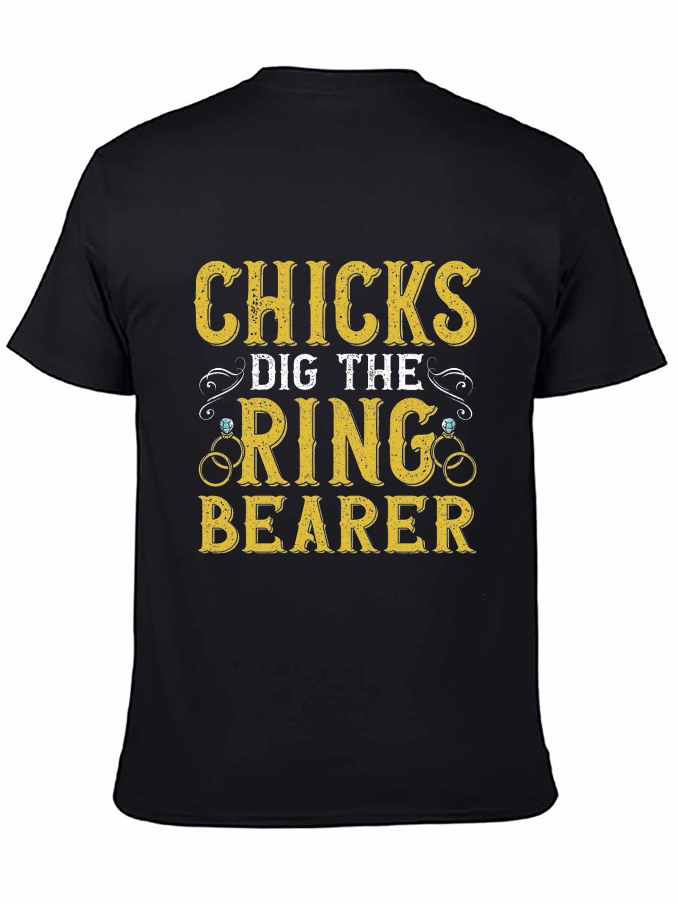 Black Funny Wedding Ring Bearer T-Shirt view 4