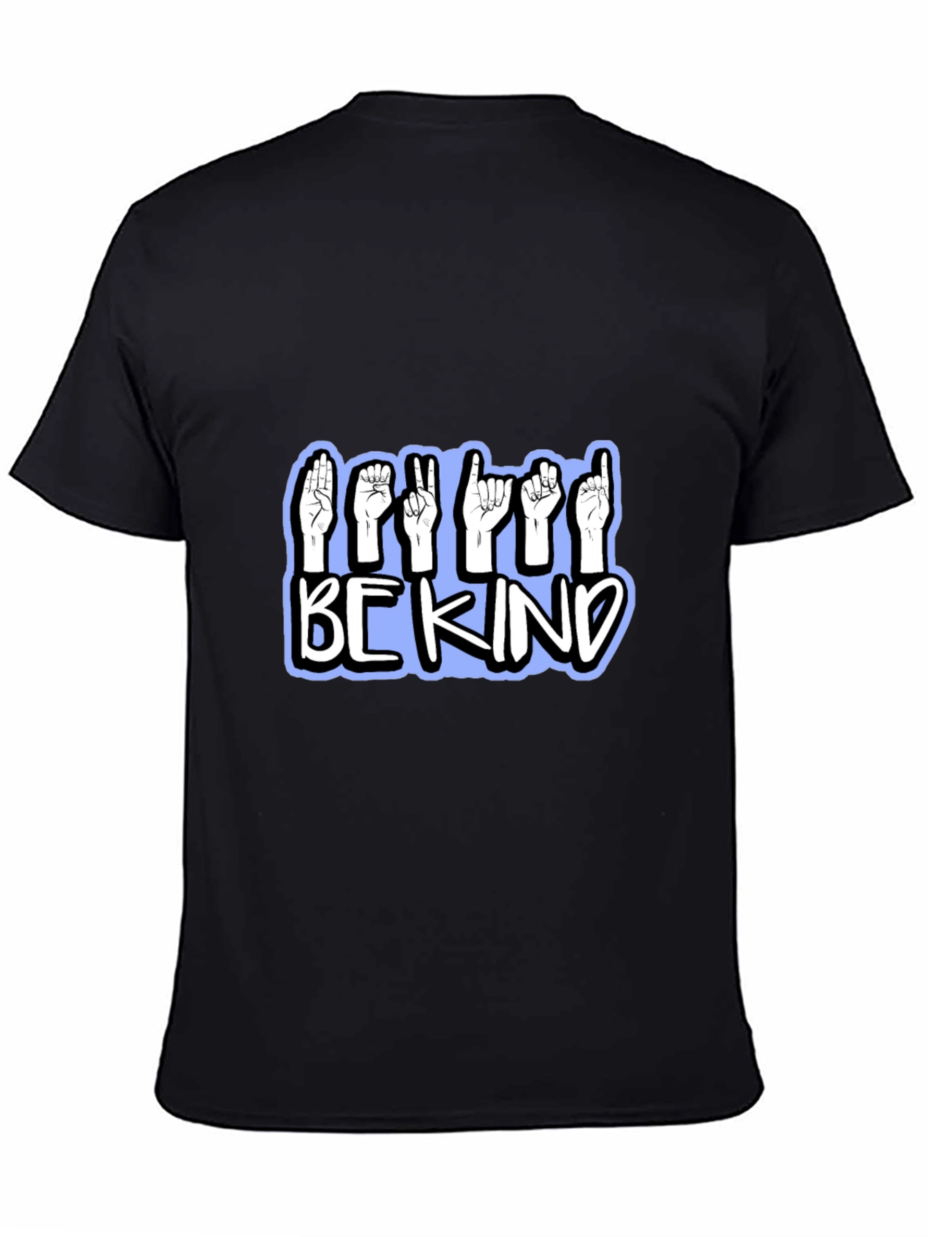 Black Be Kind Sign Language T-Shirt - Black view 4