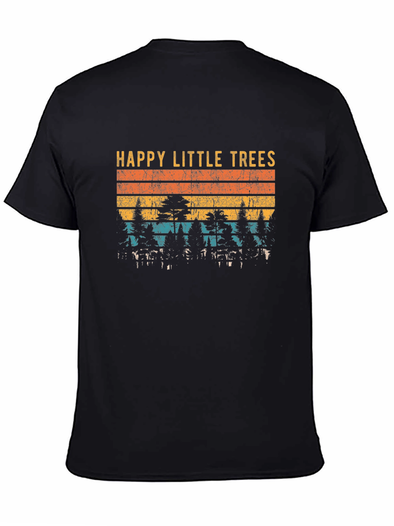 Black Happy Little Trees Graphic T-Shirt view 4
