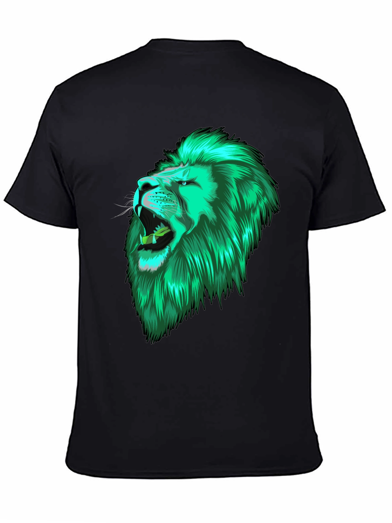 Black Lion Head Graphic Black Tee view 4