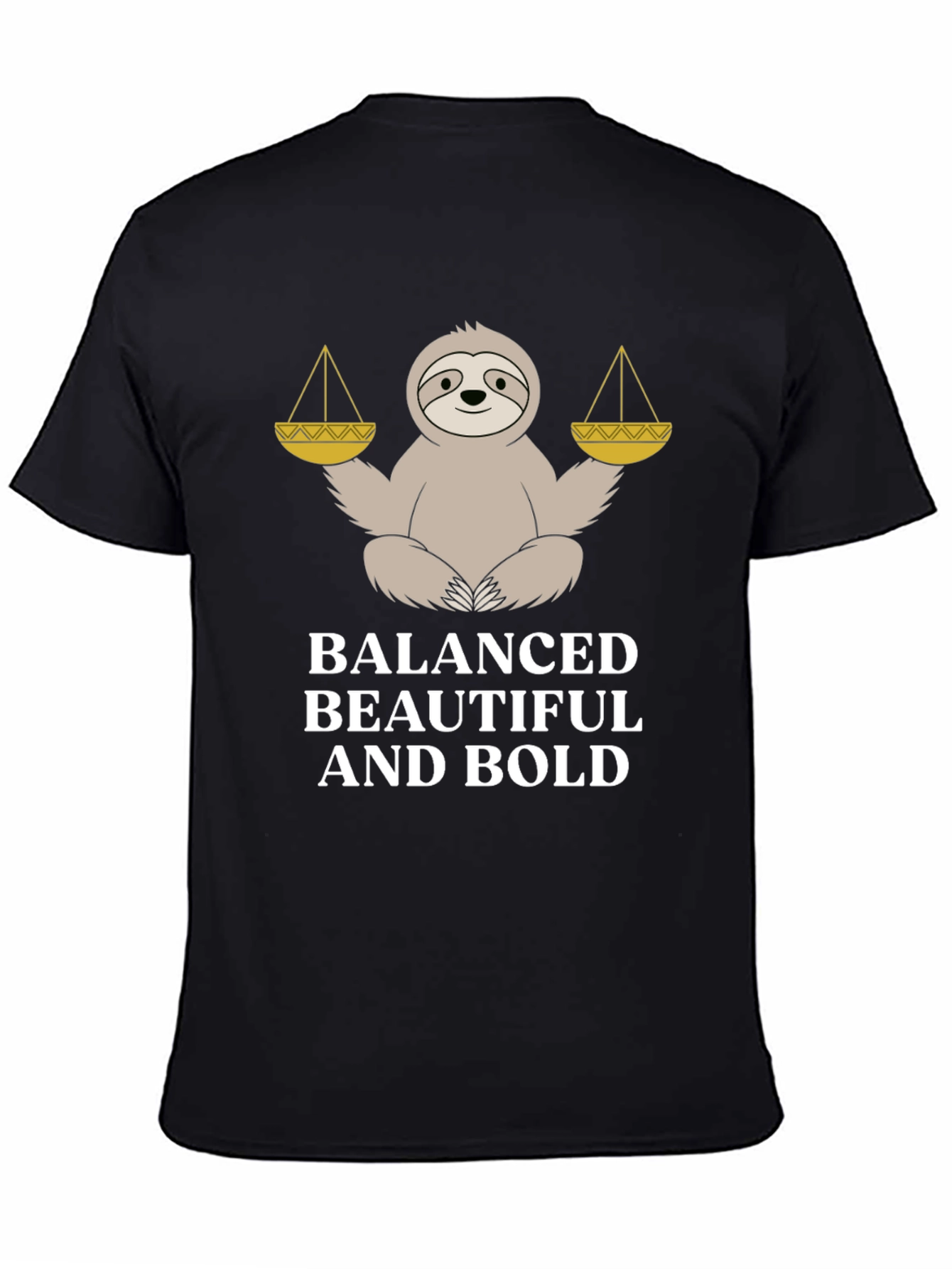 Black Balanced Beautiful Bold Sloth Graphic Tee view 4