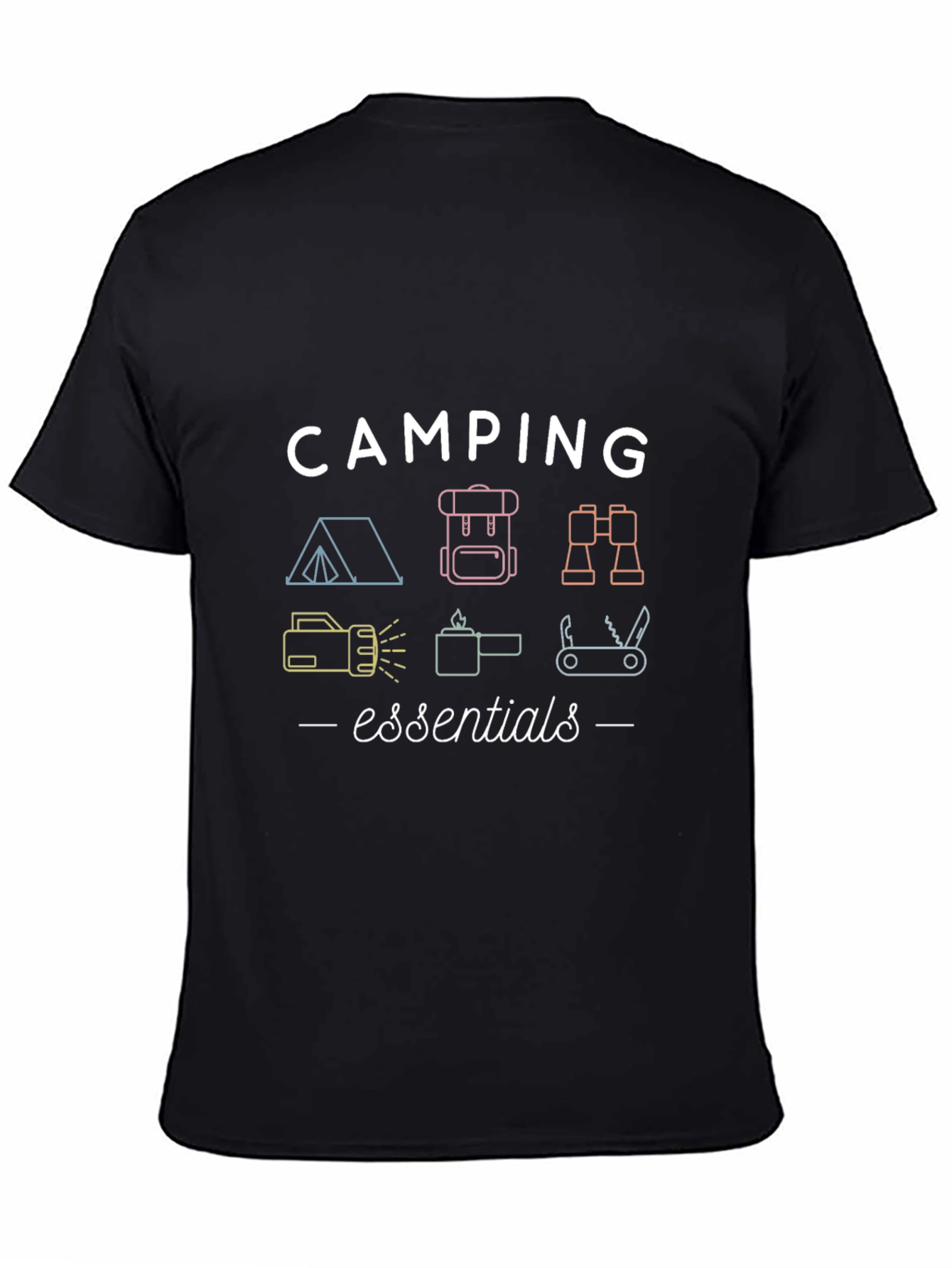 Black Camping Essentials Graphic T-Shirt view 4