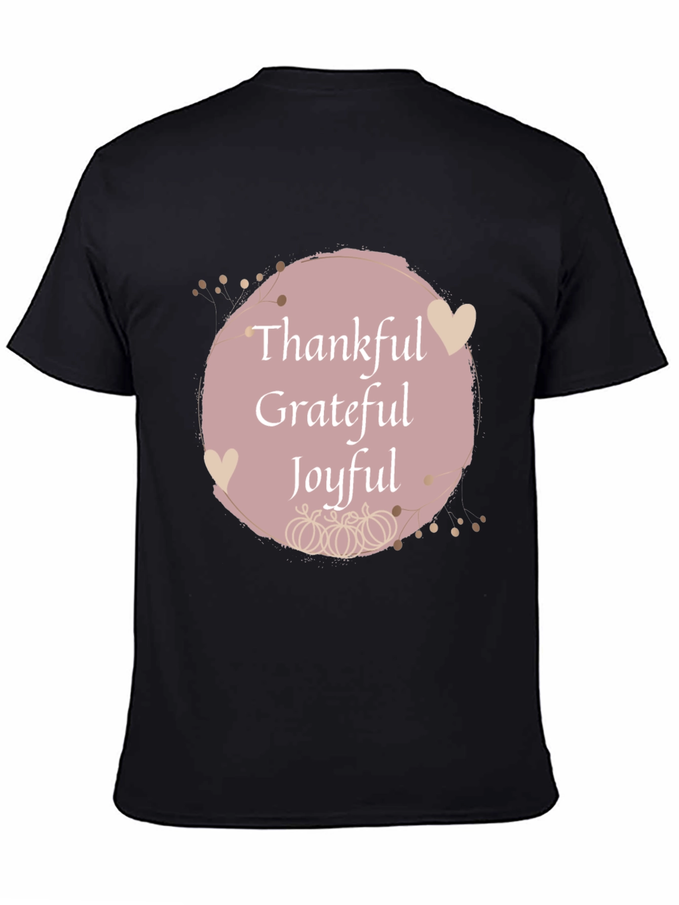 Black Thankful Grateful Joyful Fall T-Shirt view 4