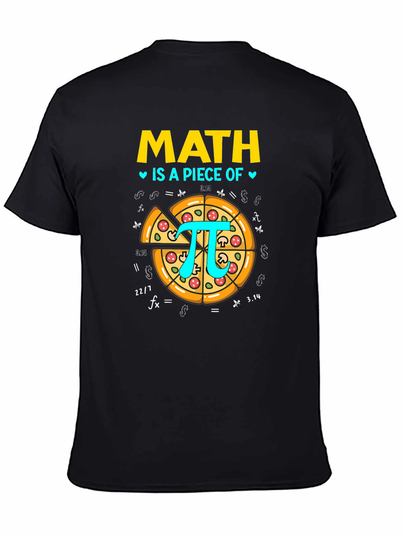 Black Math is a Piece of Pi Pizza Graphic T-Shirt view 4