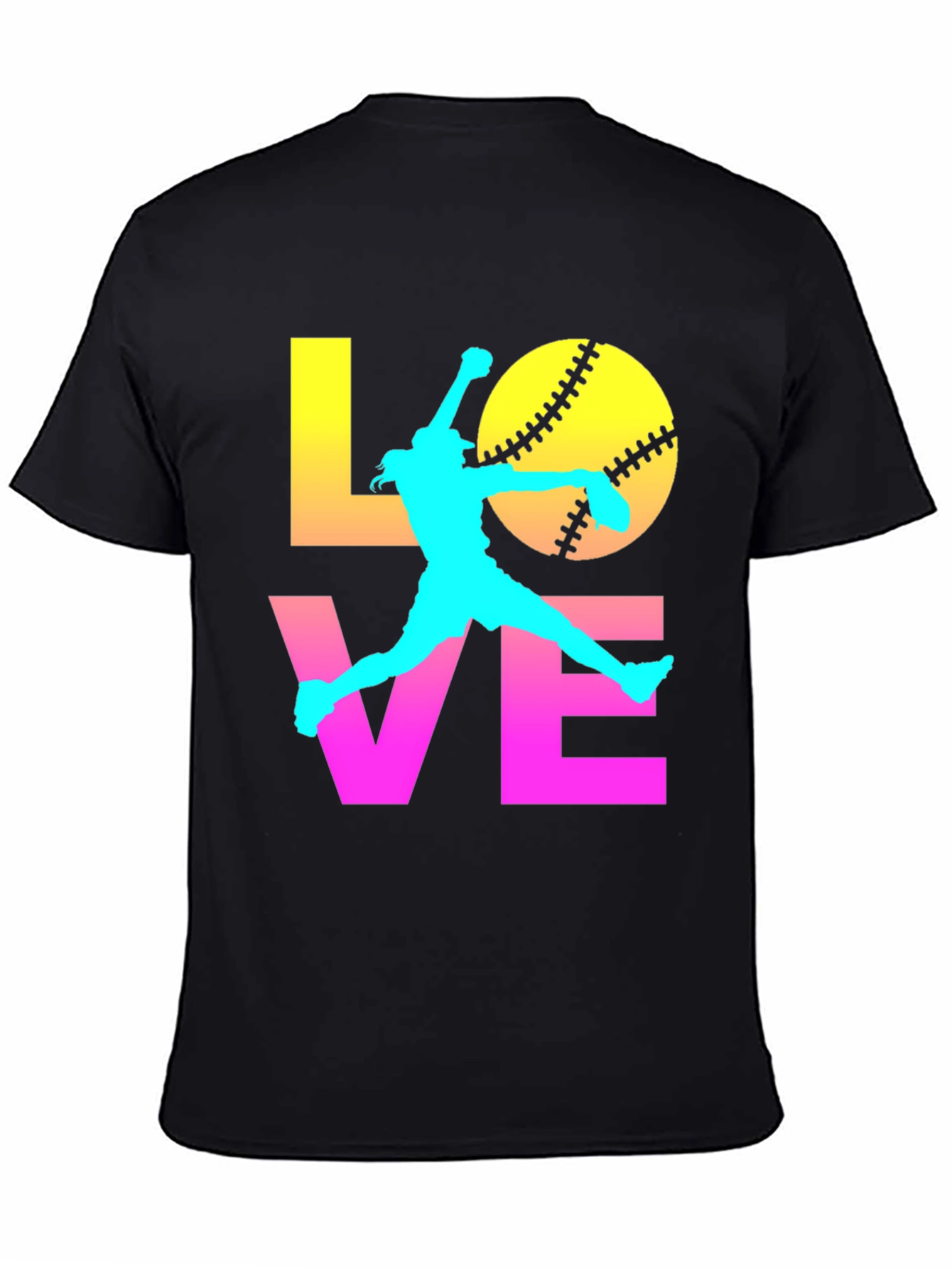 Black Softball Love Graphic Tee view 4