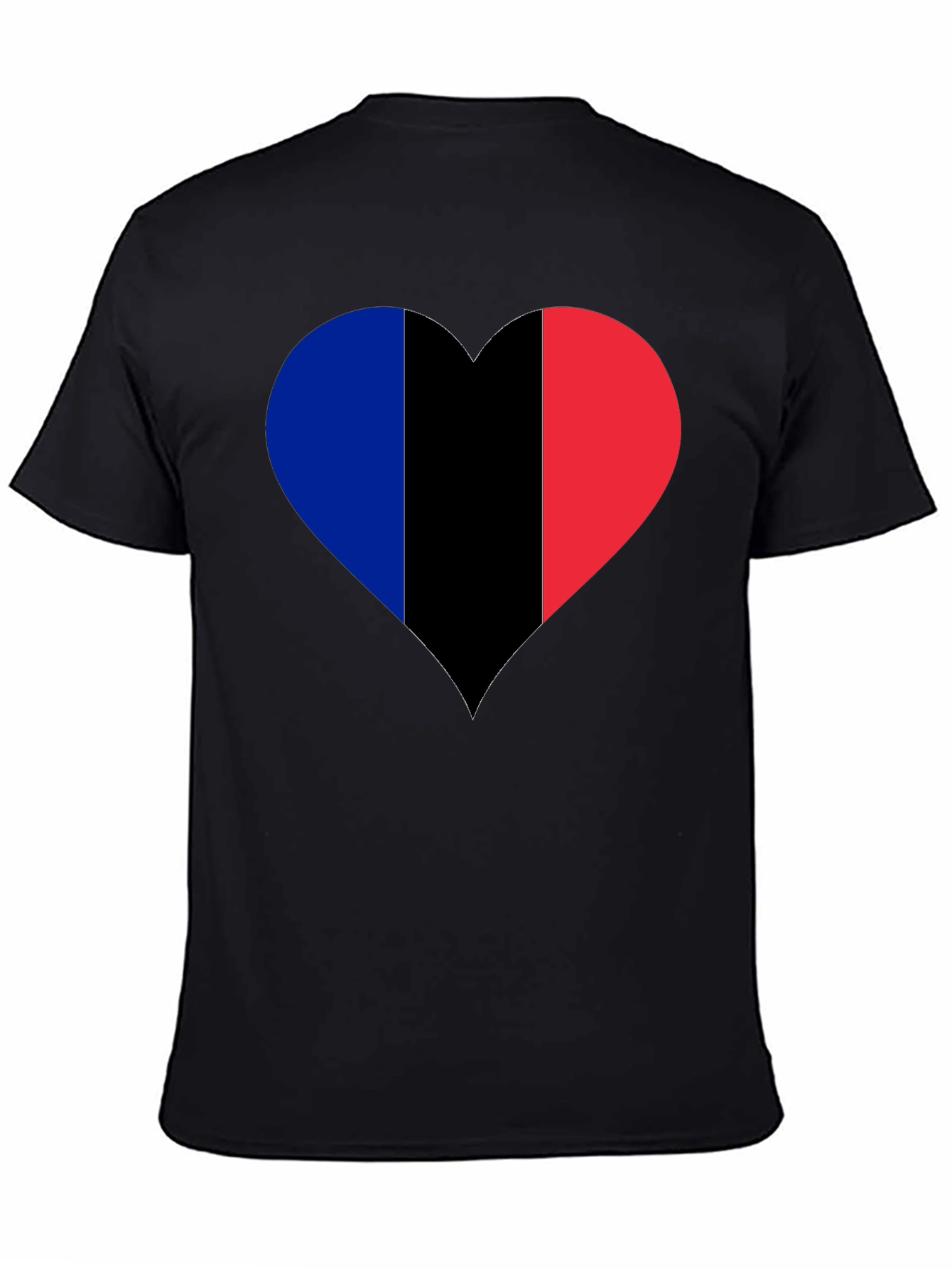 Black French Flag Heart Graphic T-Shirt view 4