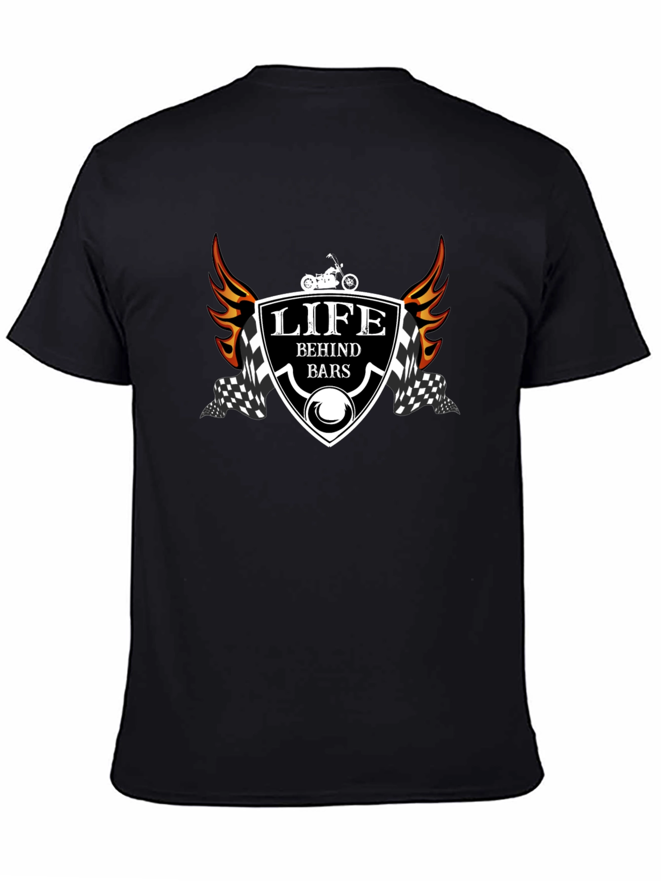 Black Life Behind Bars T-Shirt - Motorcycle Design view 4