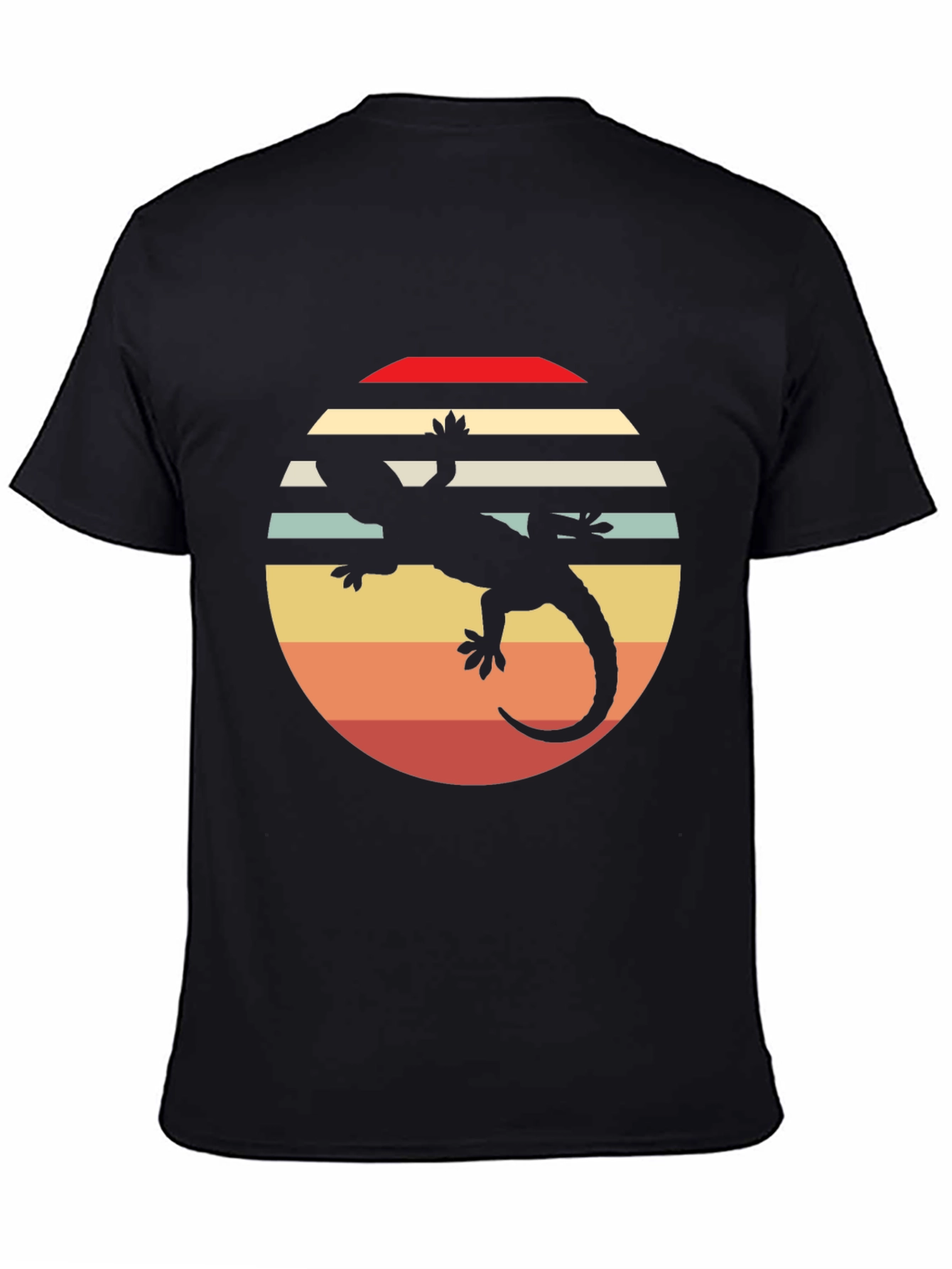 Retro Lizard Sunset Graphic Tee - Black Cotton Comfort - 4