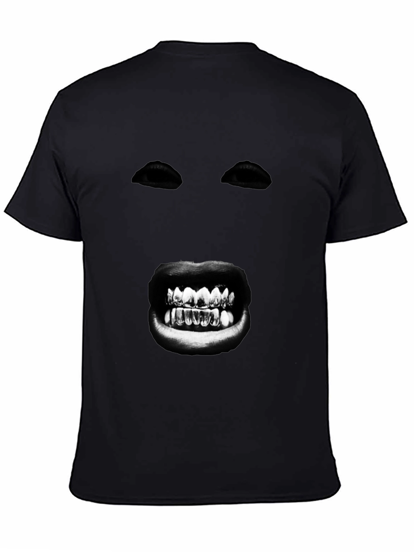 Black Mysterious Face Graphic T-Shirt - Bold Black Tee view 4