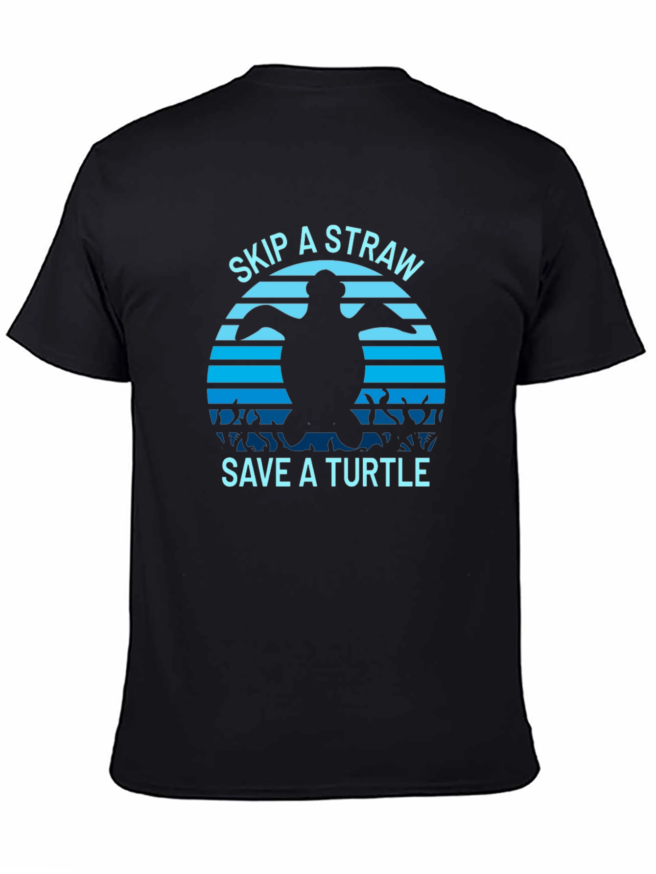 Black Skip a Straw Save a Turtle T-Shirt view 4