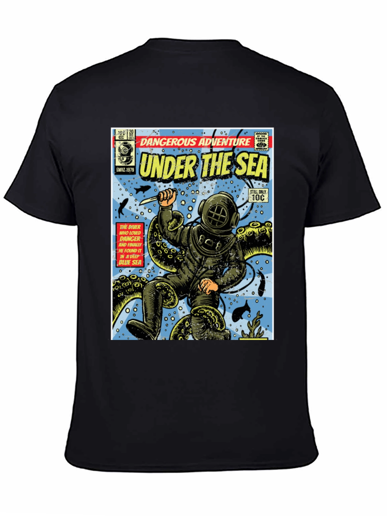 Black Under the Sea Comic Book T-Shirt view 4