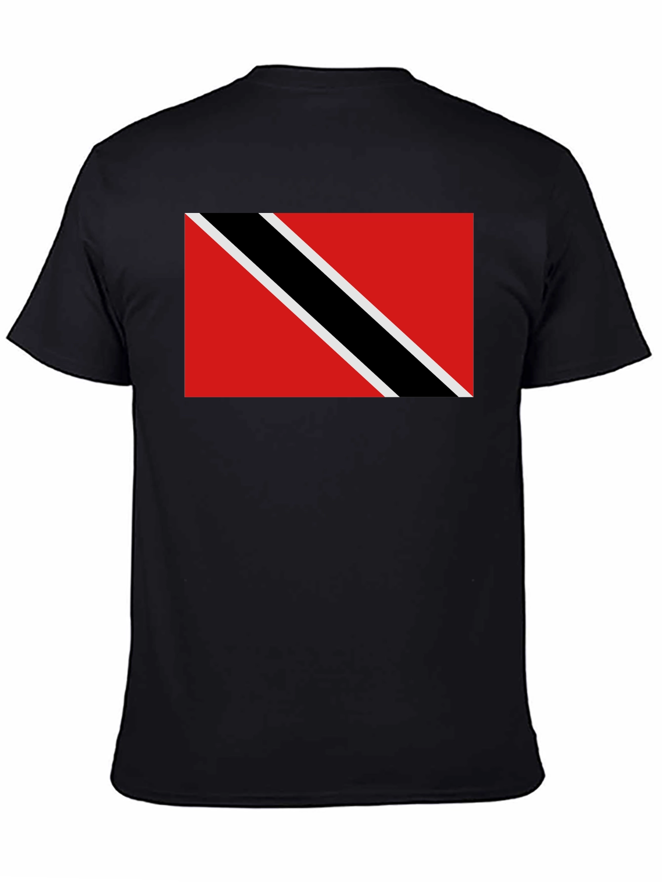 Black Trinidad & Tobago Flag T-Shirt - Black Crew Neck view 4