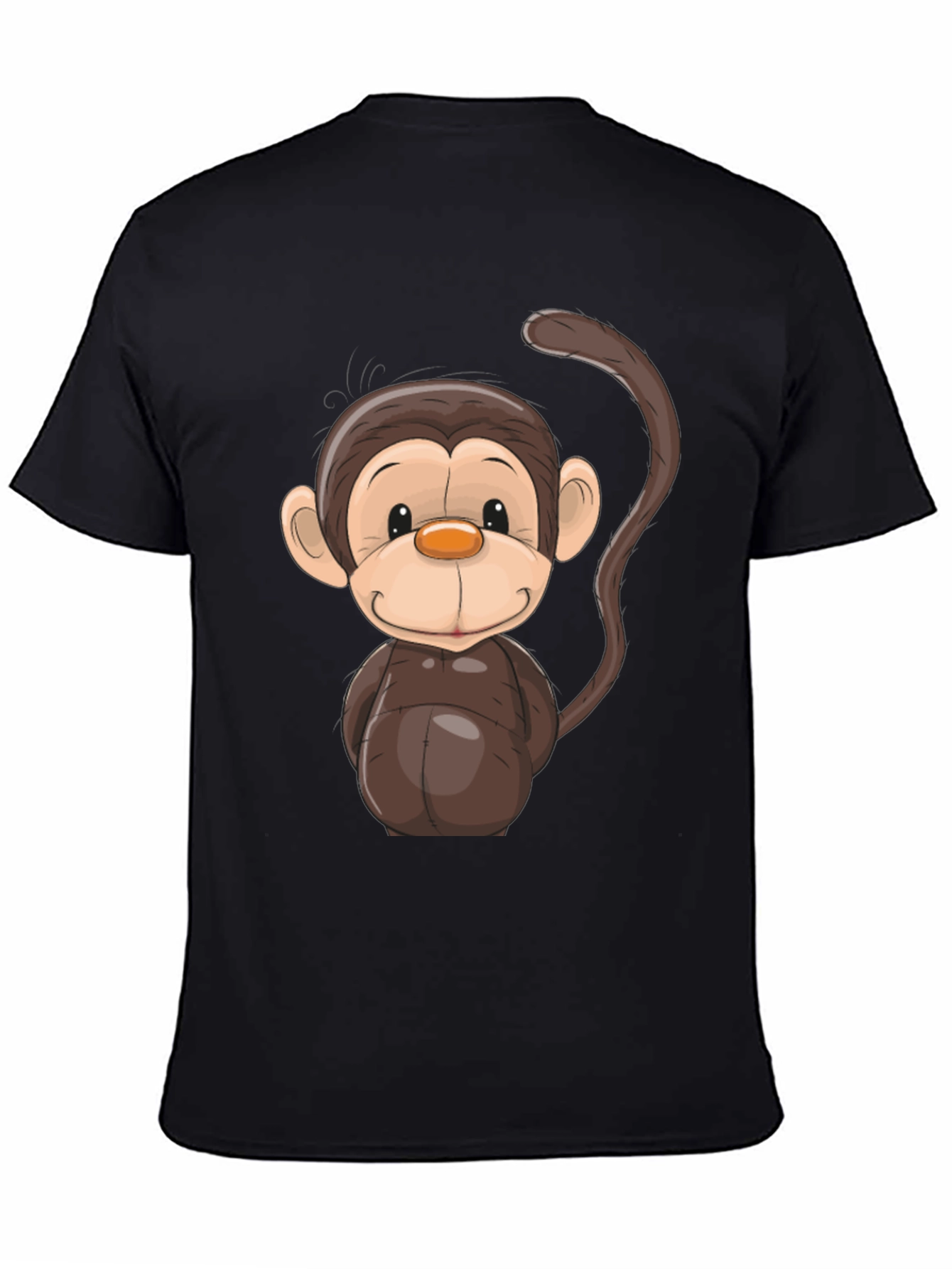 Black Cartoon Monkey Graphic Tee - Black view 4