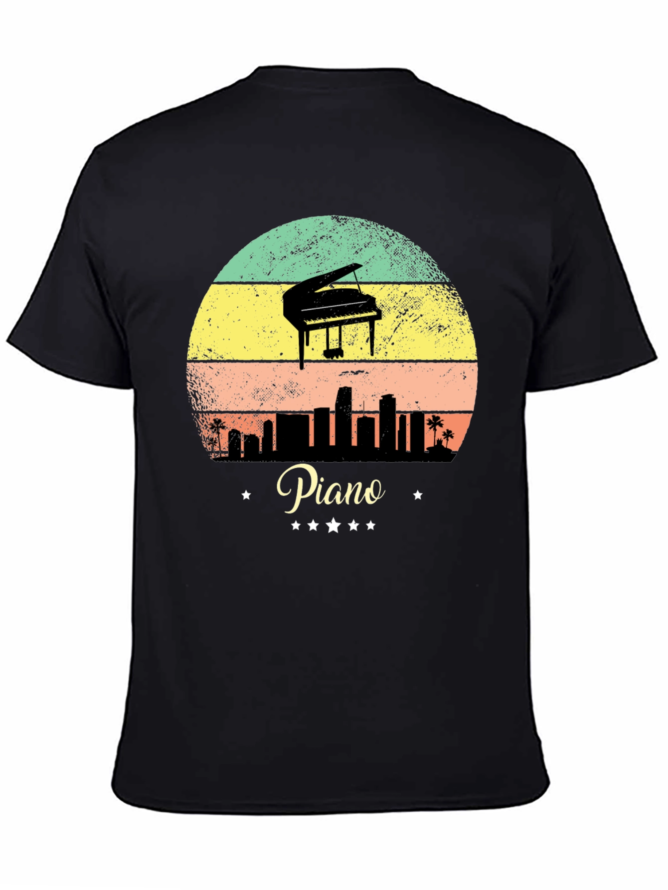 Black Piano Sunset T-Shirt - Musician Apparel view 4