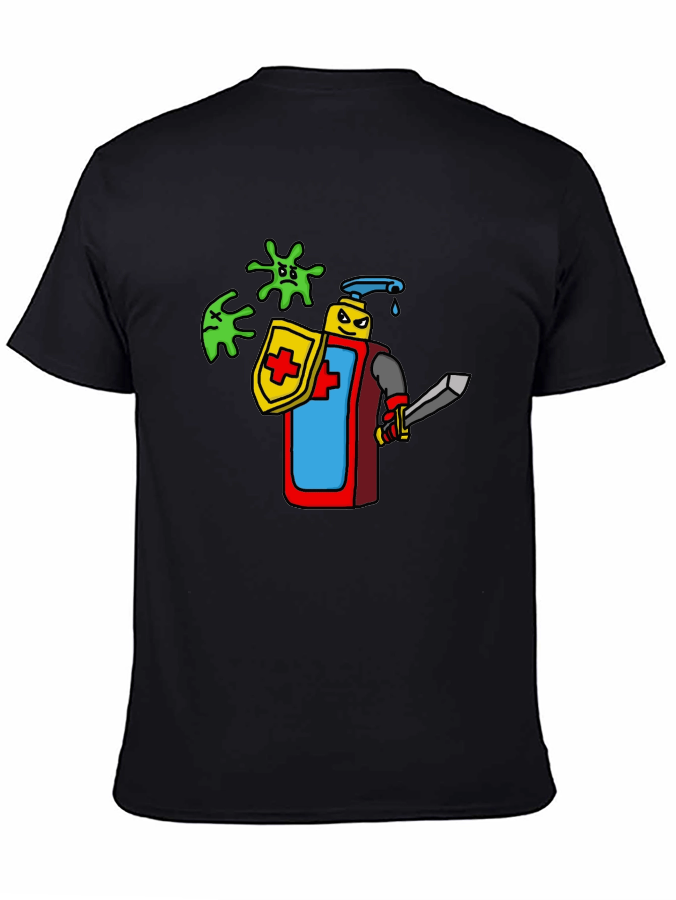 Black Hand Sanitizer Knight T-Shirt - Protect Yourself! view 4