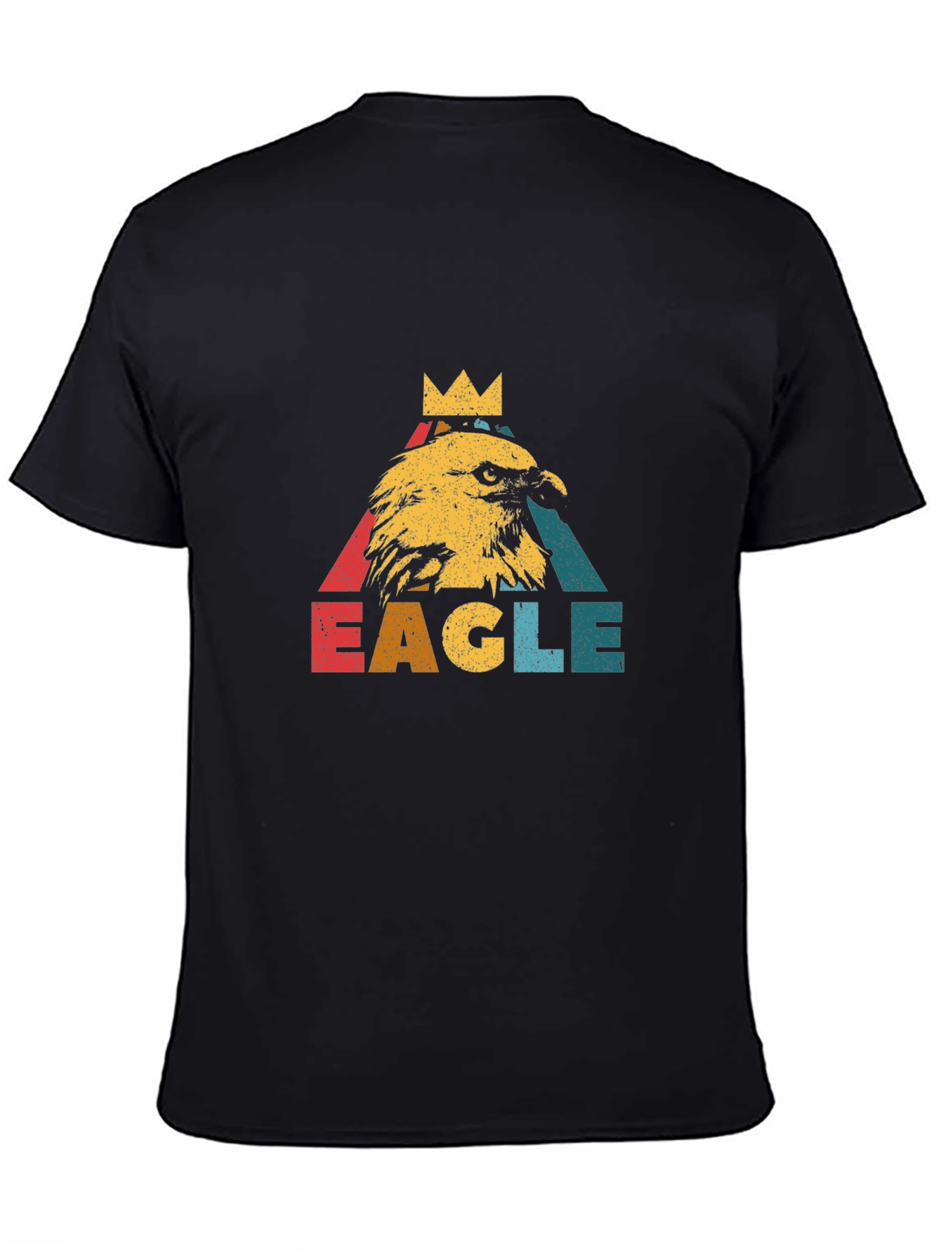 Black Vintage Eagle Crown Graphic Black T-Shirt view 4