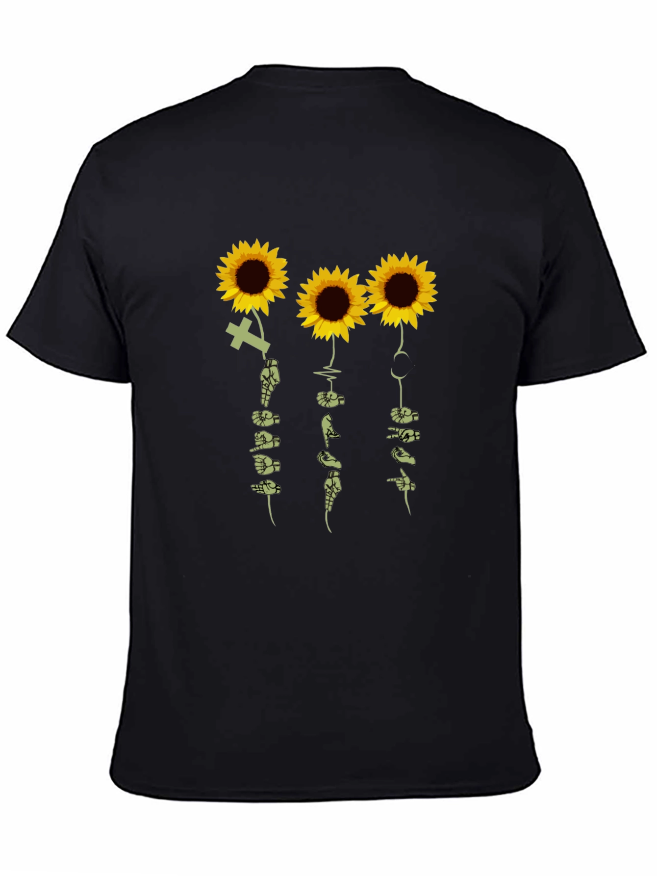 Black Sunflower ASL Graphic T-Shirt view 4