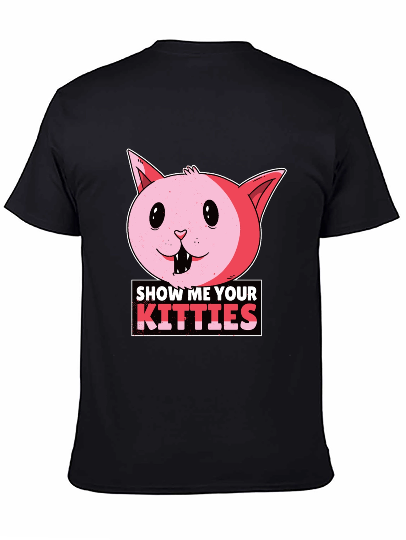 Black Show Me Your Kitties Funny Cat T-Shirt view 4