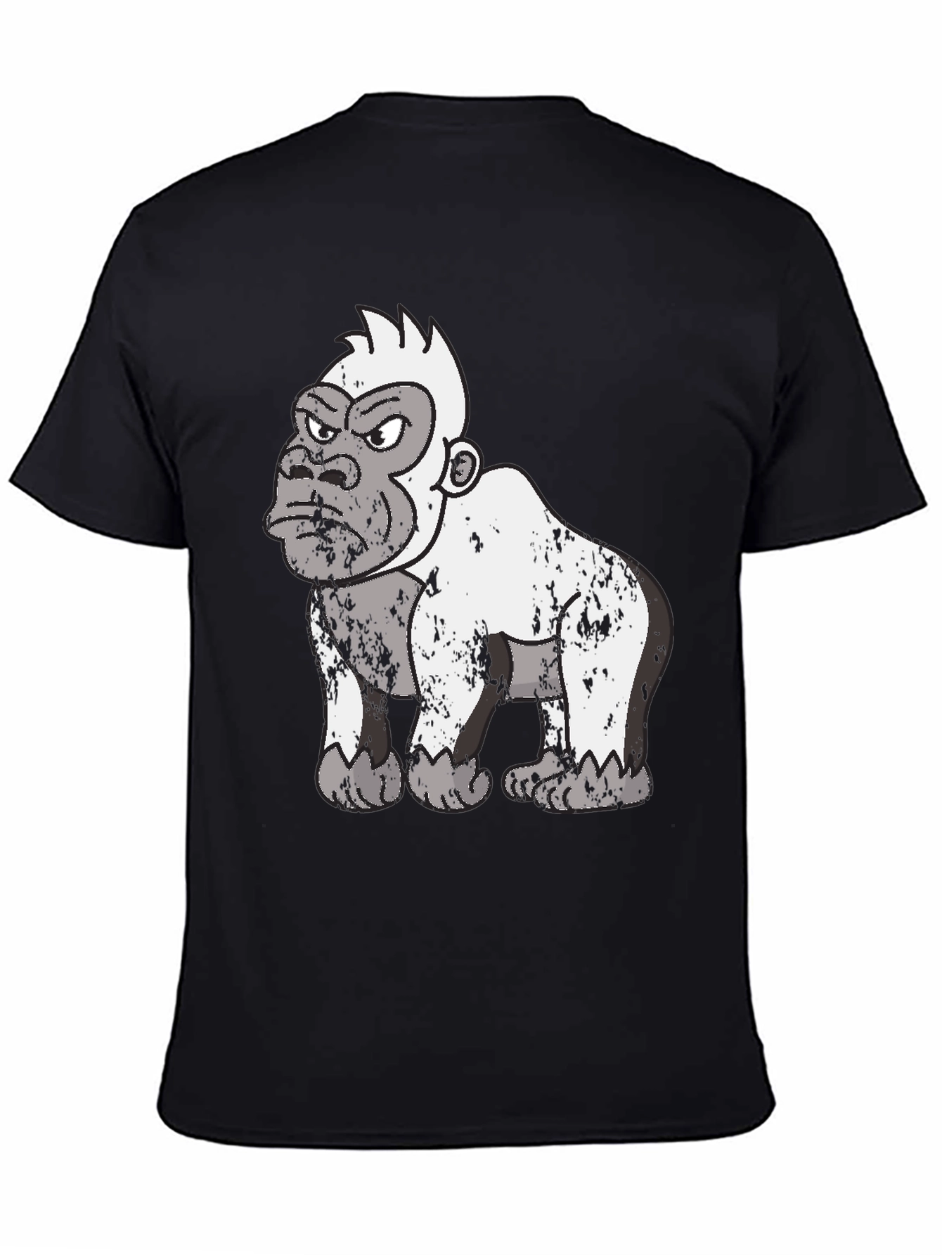 Black Grumpy Gorilla Graphic Tee - Black Cotton T-Shirt view 4