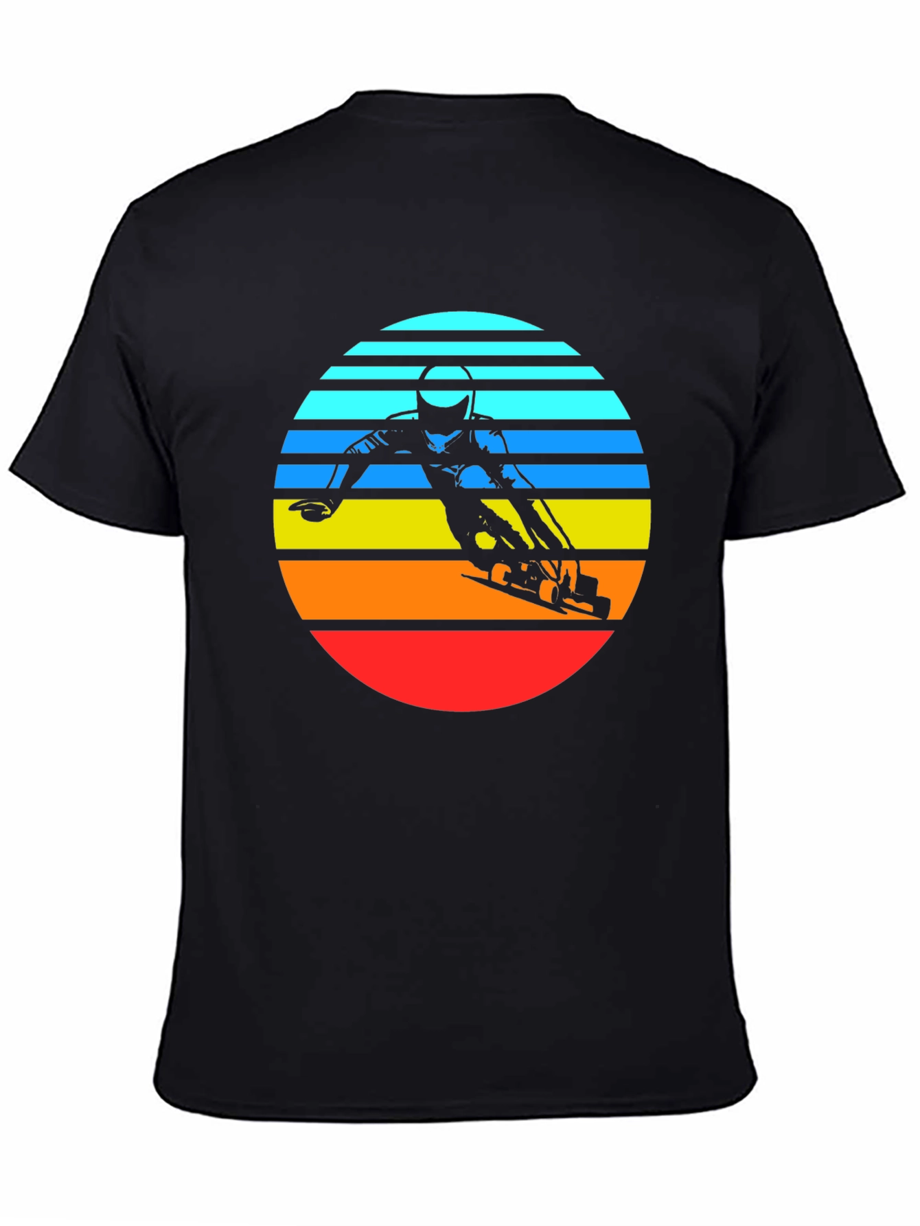 Black Retro Sunset Mountain Bike T-Shirt view 4