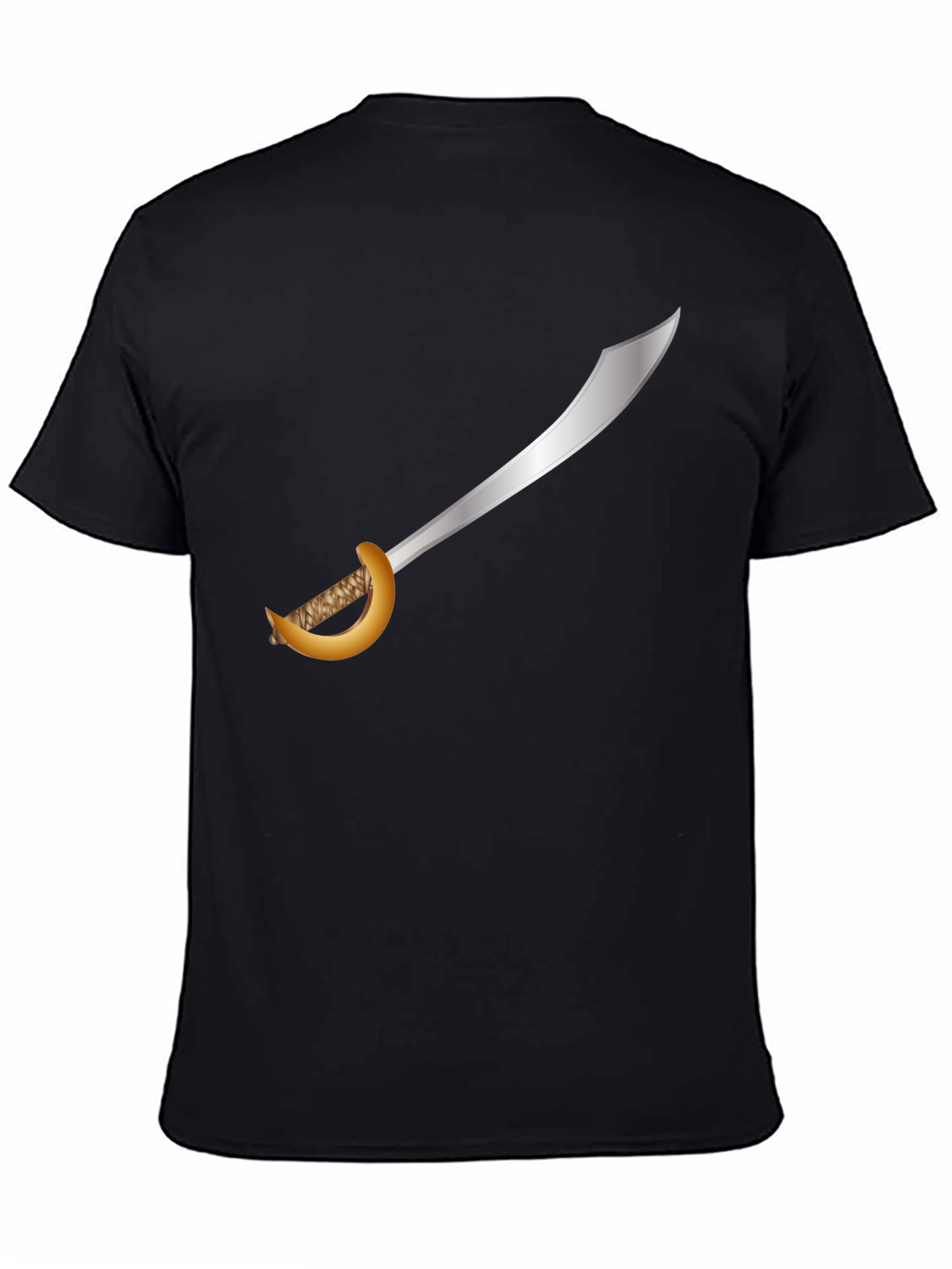 Black Pirate Cutlass T-Shirt - Black Cotton Tee view 4