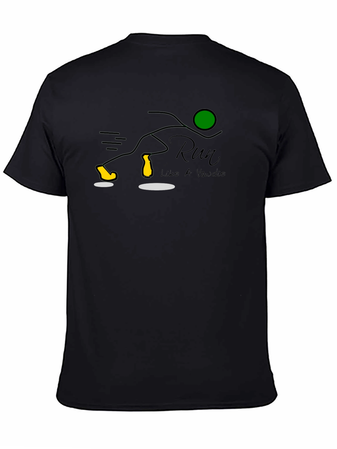 Black Run Like a Yawdie T-Shirt: Fun Graphic Tee view 4