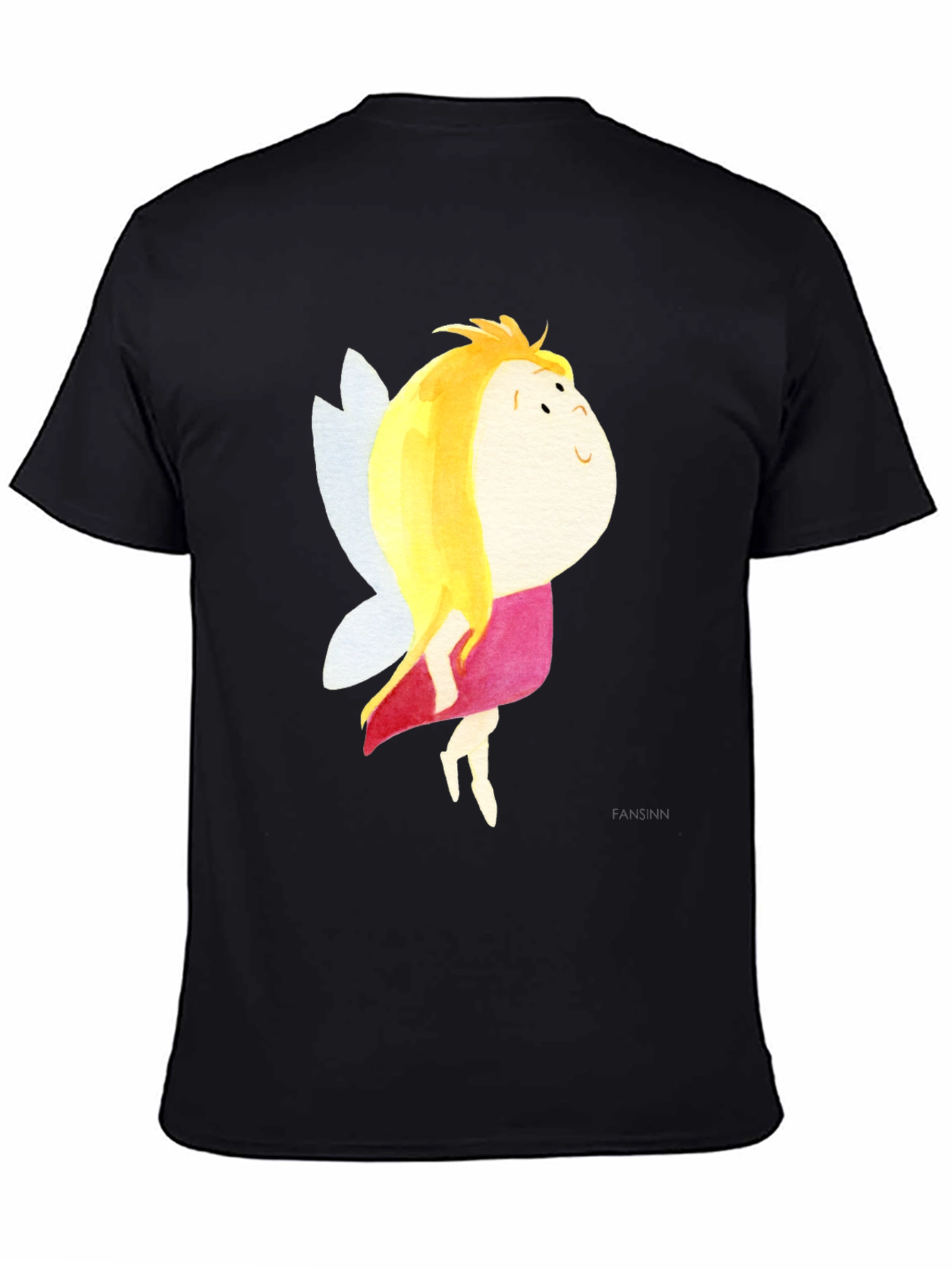 Black Cute Fairy Graphic Black T-Shirt view 4