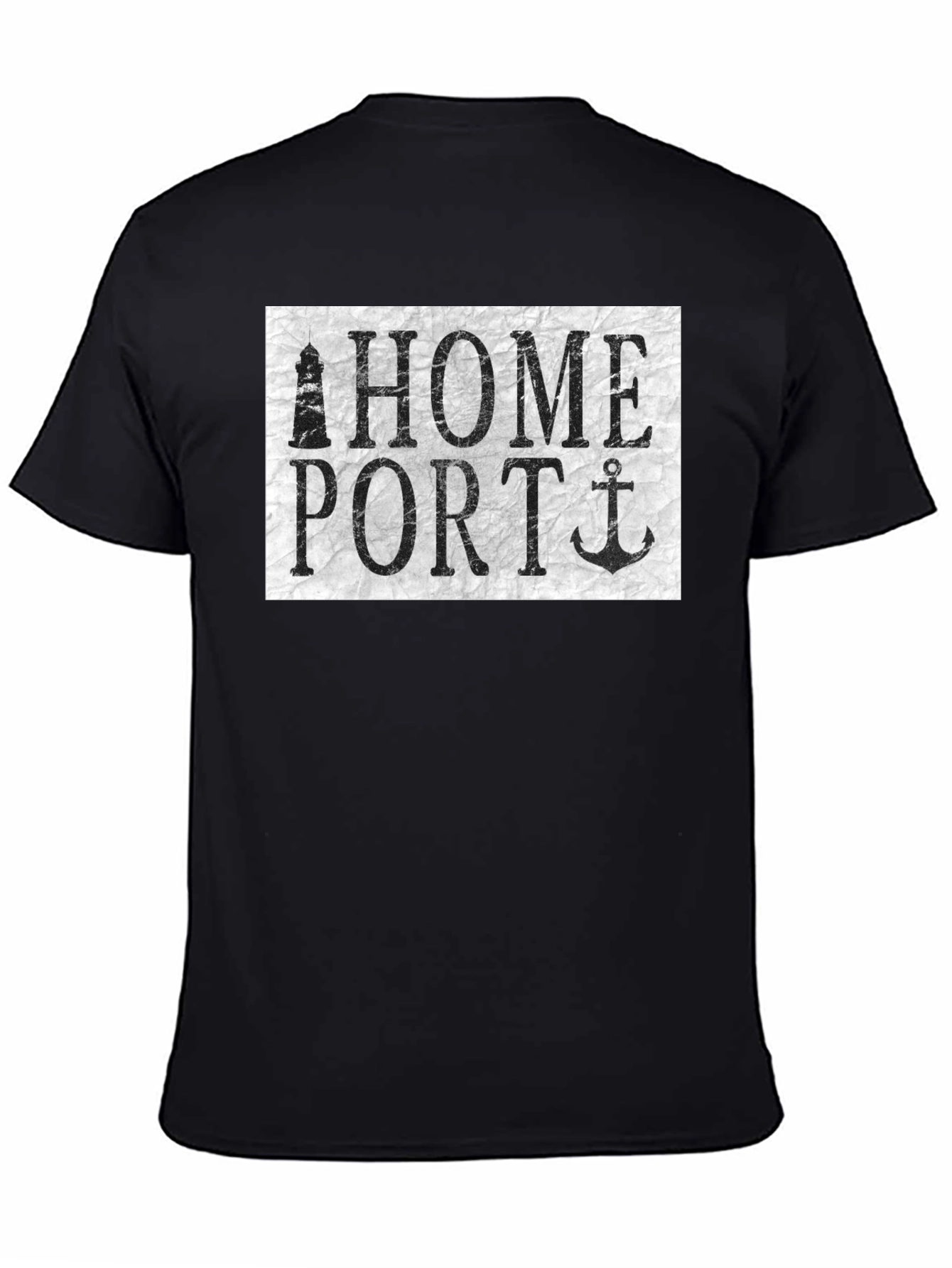 Black Home Port Graphic Tee - Nautical Anchor Lighthouse Shirt view 4