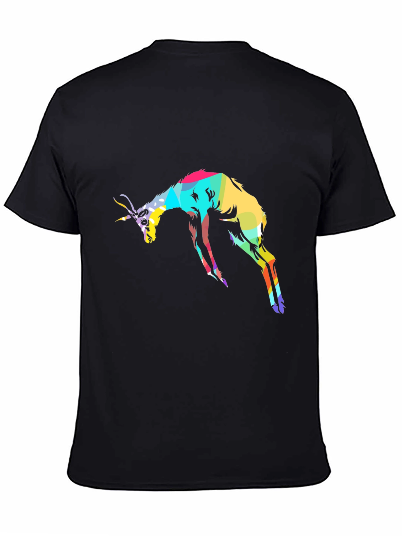 Black Abstract Antelope Graphic Black T-Shirt view 4