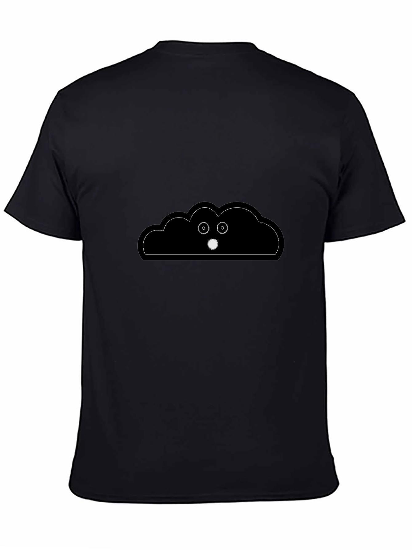 Black Funny Cloud Peeking T-Shirt - Black Cotton Tee view 4